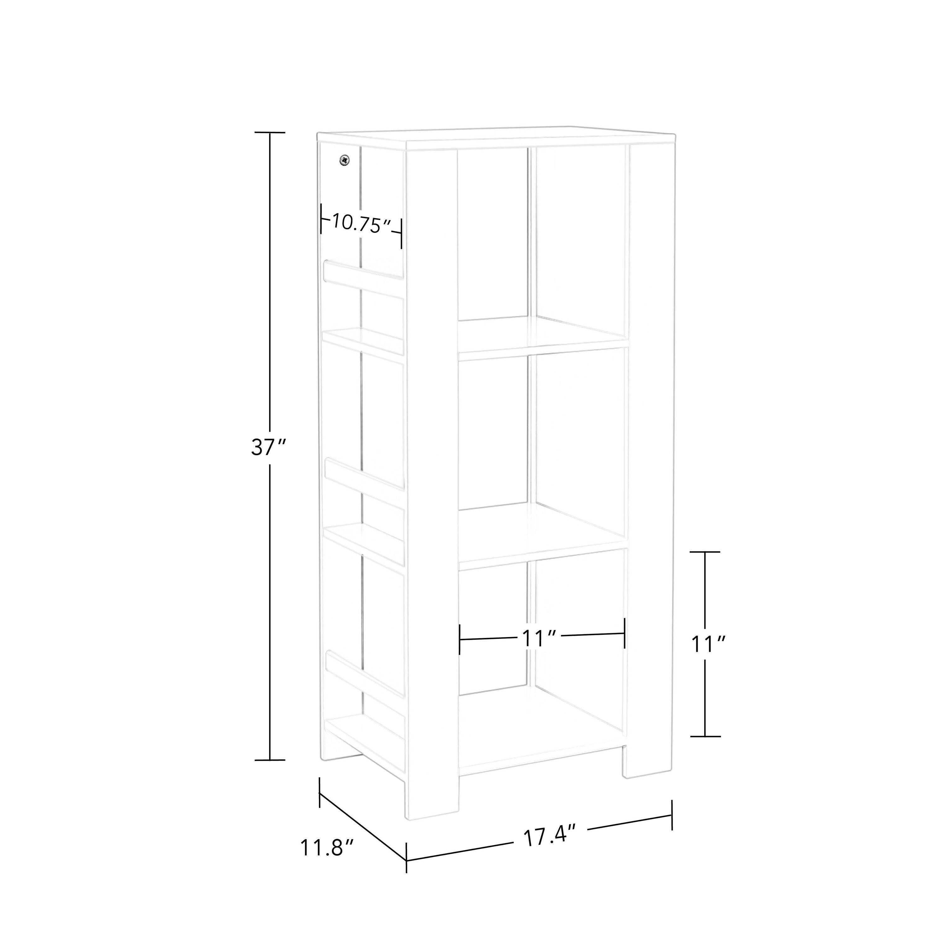 RiverRidge Book Nook Kids Bookshelf and Toy Organizer Tower with 3 Cubbies and 6 Bookracks for Playroom, Nursery, and Reading Nook - White with 2 Fabric Bins