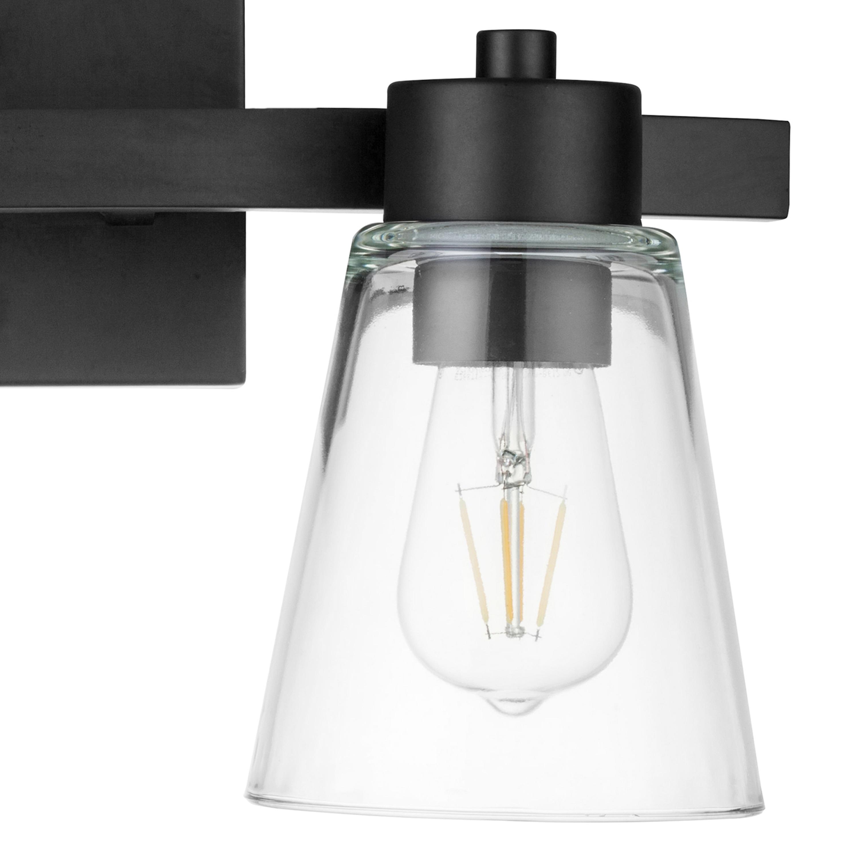 Prominence Home Fairendale 2-Light Matte Black Bathroom Vanity Light with Clear Glass Shade