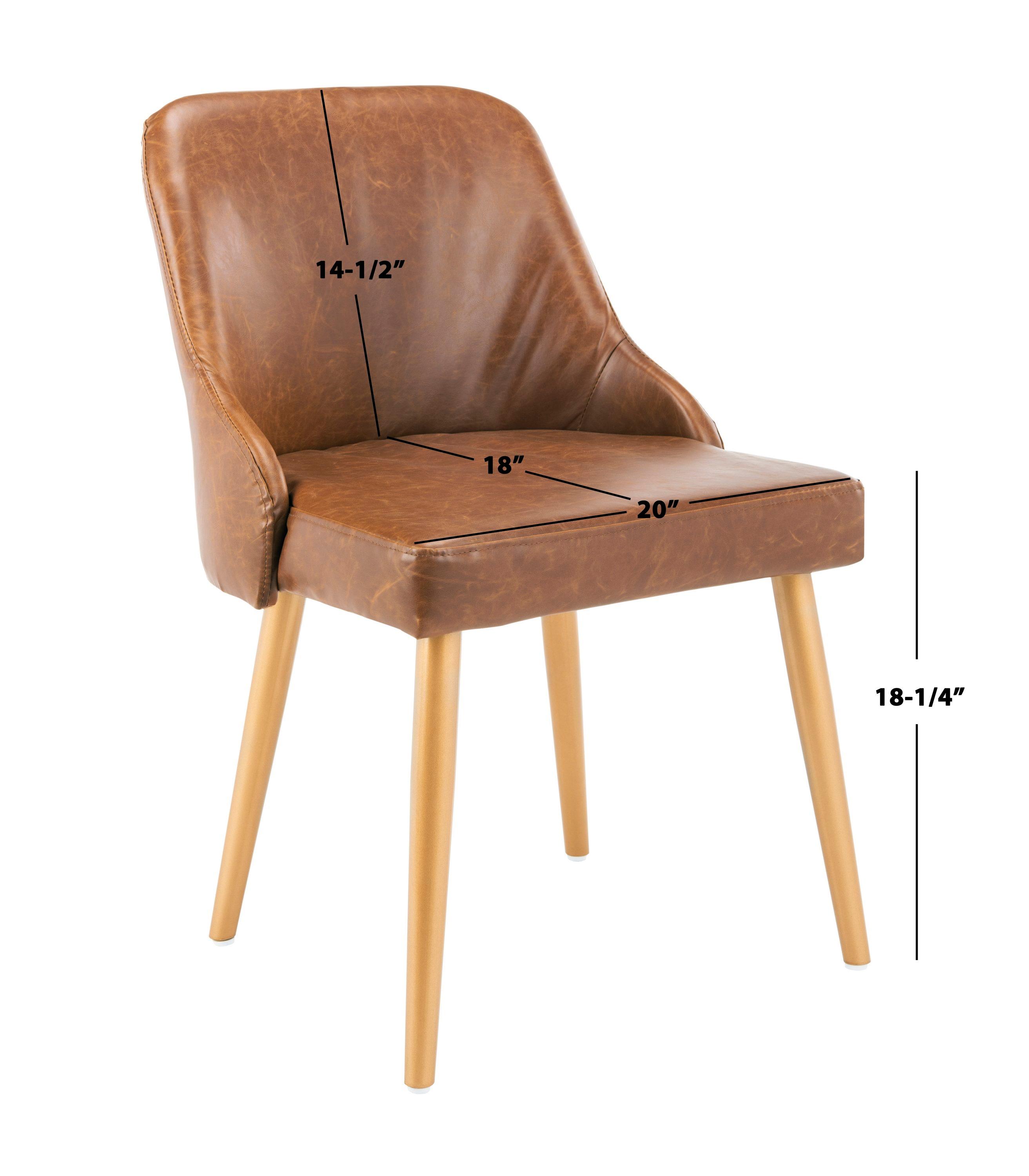 Lulu Upholstered Dining Chair (Set of 2) - Light Brown/Gold - Safavieh