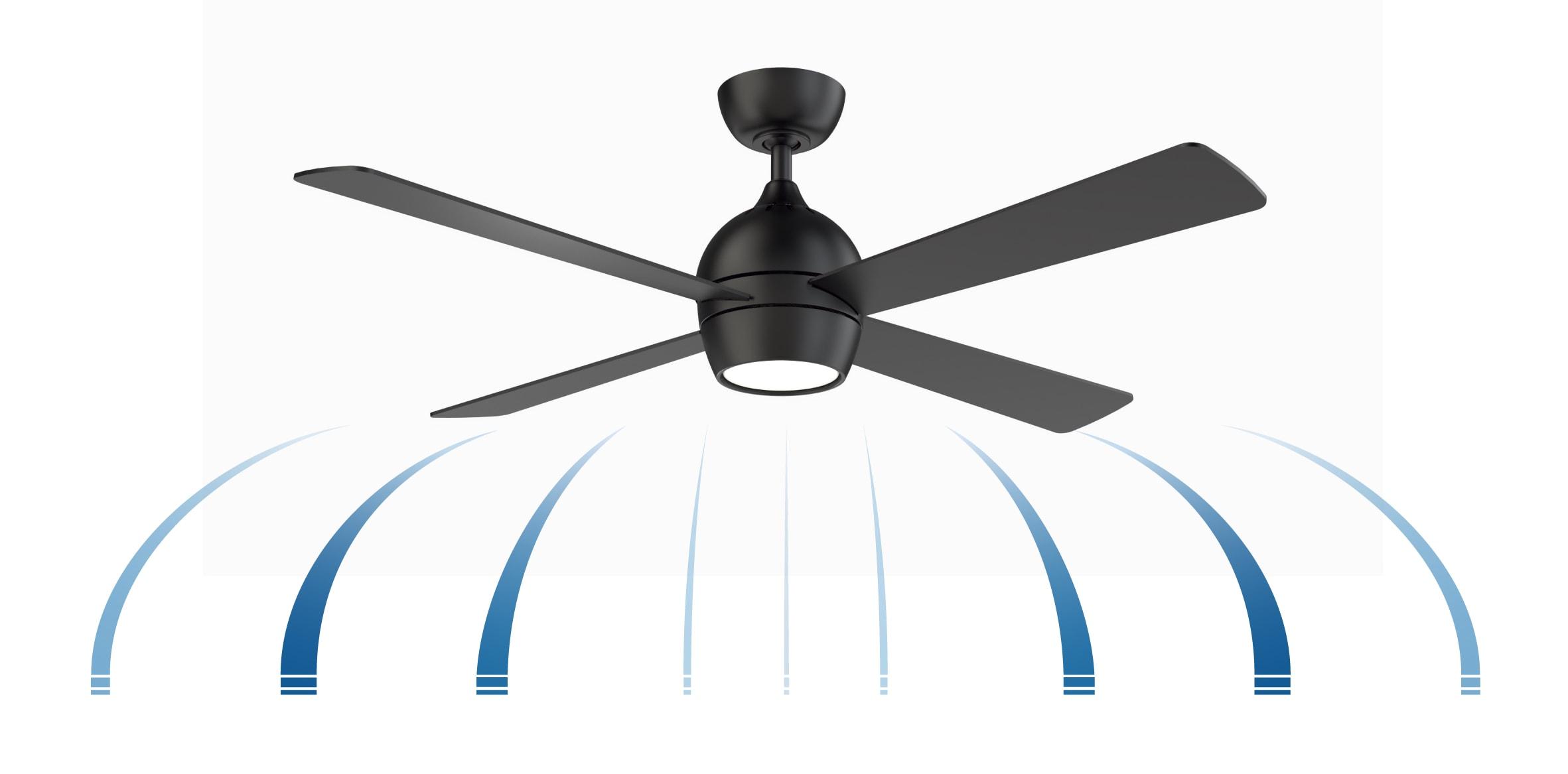 Indi Ceiling Fan + Light - Matte Black / 52"