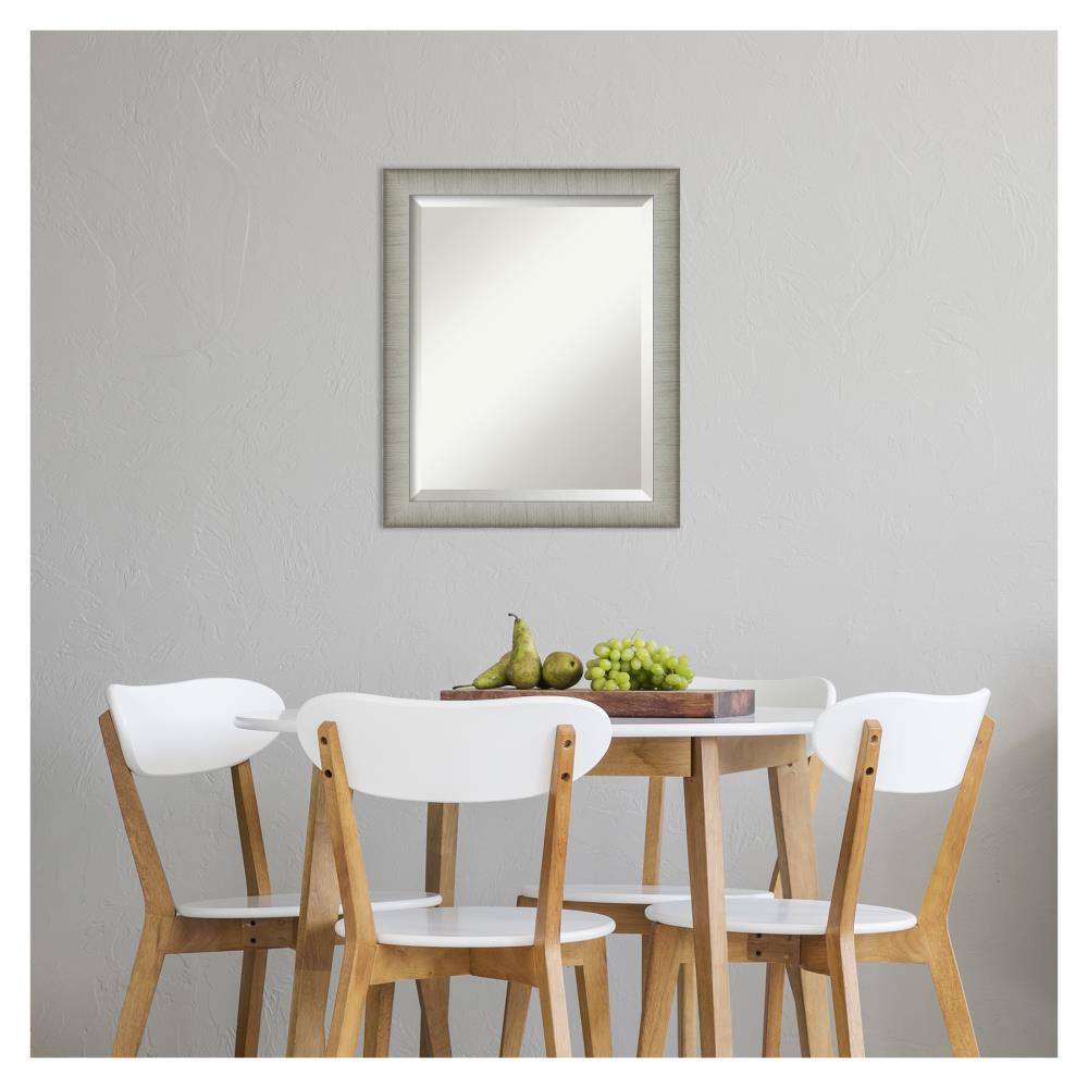 19" x 23" Elegant Brushed Framed Bathroom Vanity Wall Mirror Pewter - Amanti Art: Modern Rectangular Polystyrene, No Assembly Required