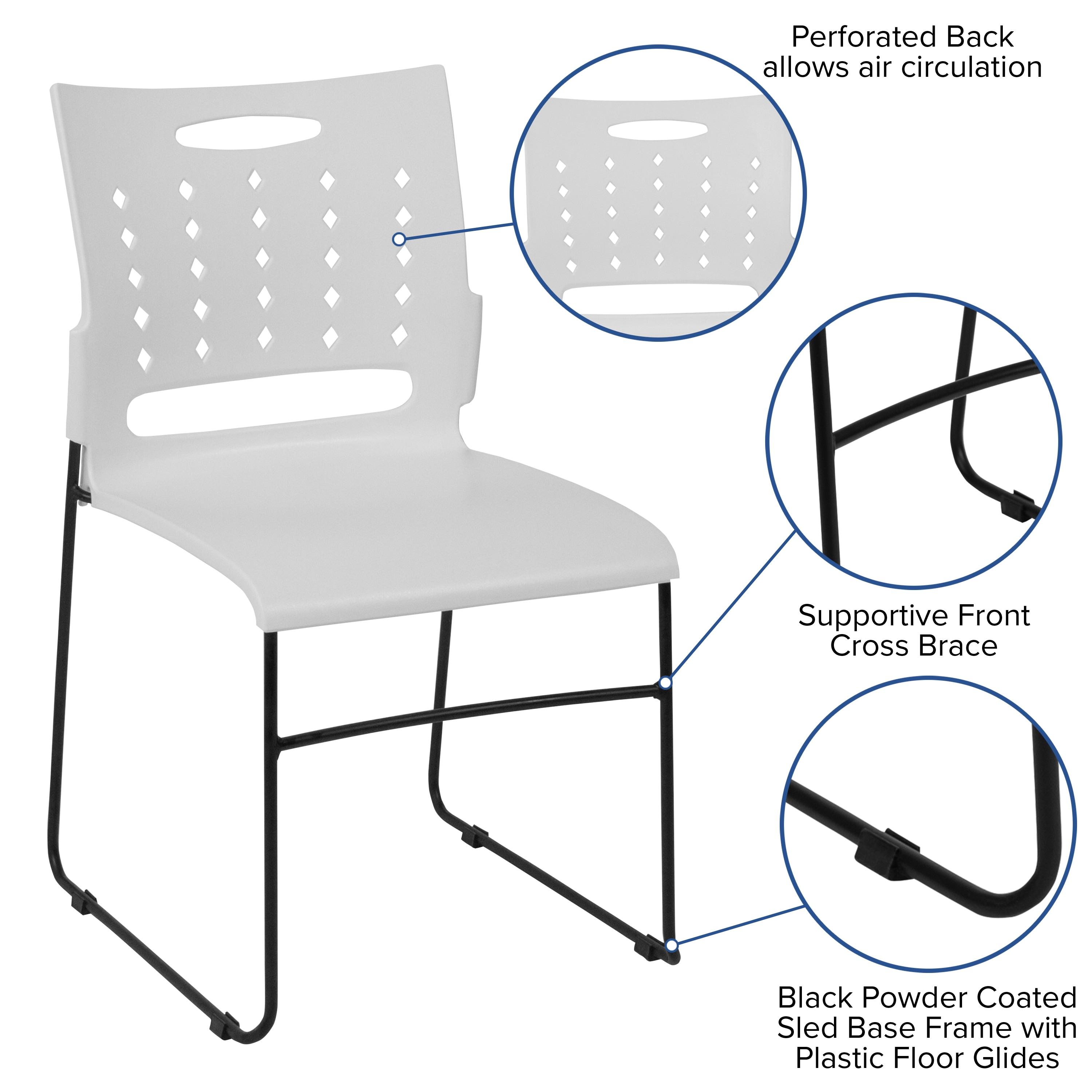 881 lb. Capacity Sled Base Stack Chair with Carry Handle and Air-Vent Back