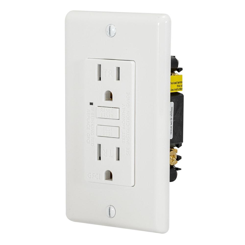 White Tamper Resistant Recessed GFCI Duplex Outlet with Wall Plate