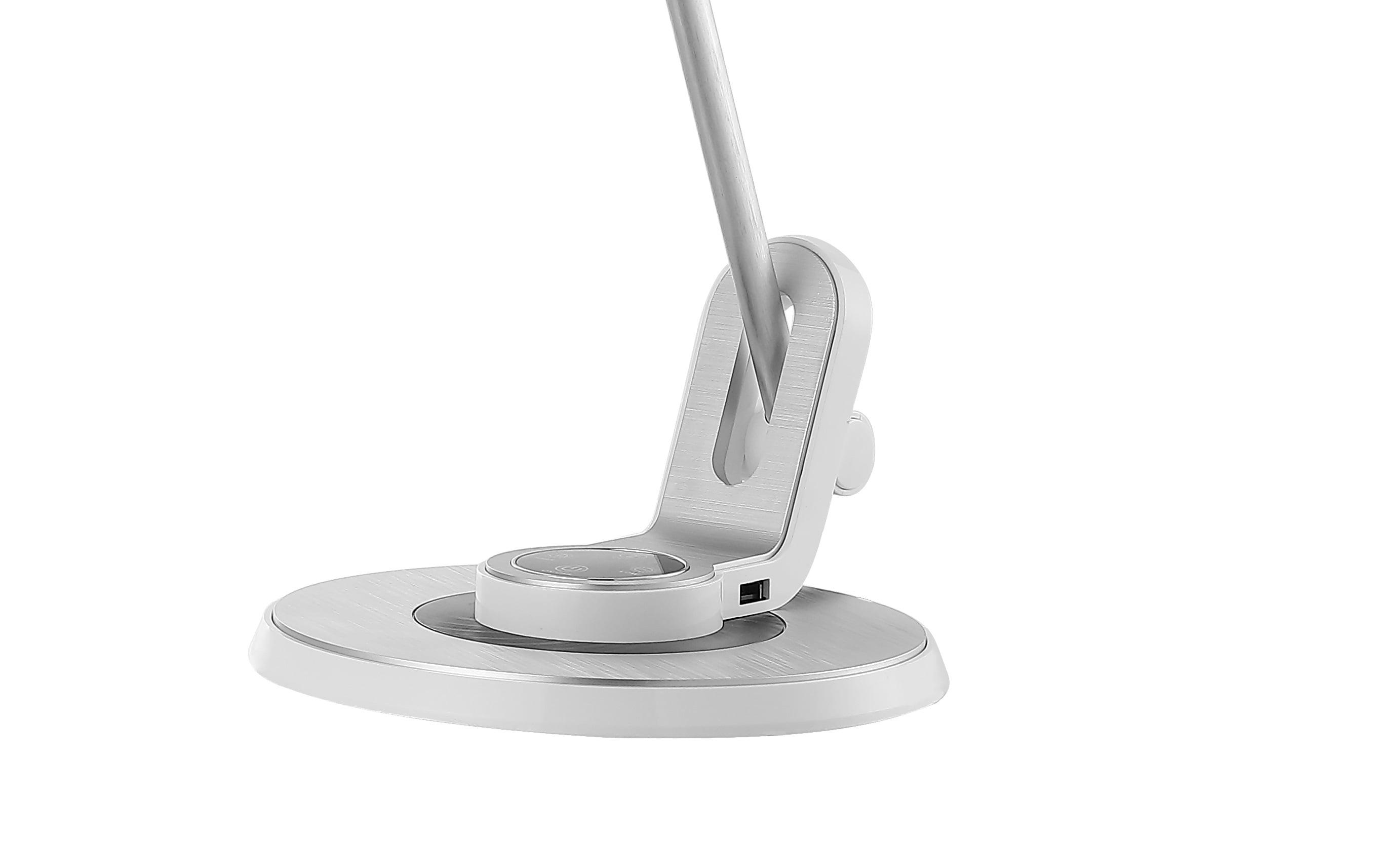 JONATHAN Y JYL7701B Dixon 18.5" Aluminum Contemporary Minimalist Adjustable Dimmable USB Charging LED Task Lamp, Farmhouse, Modern for living room, dinning room, bedroom Bulb Included, Sliver