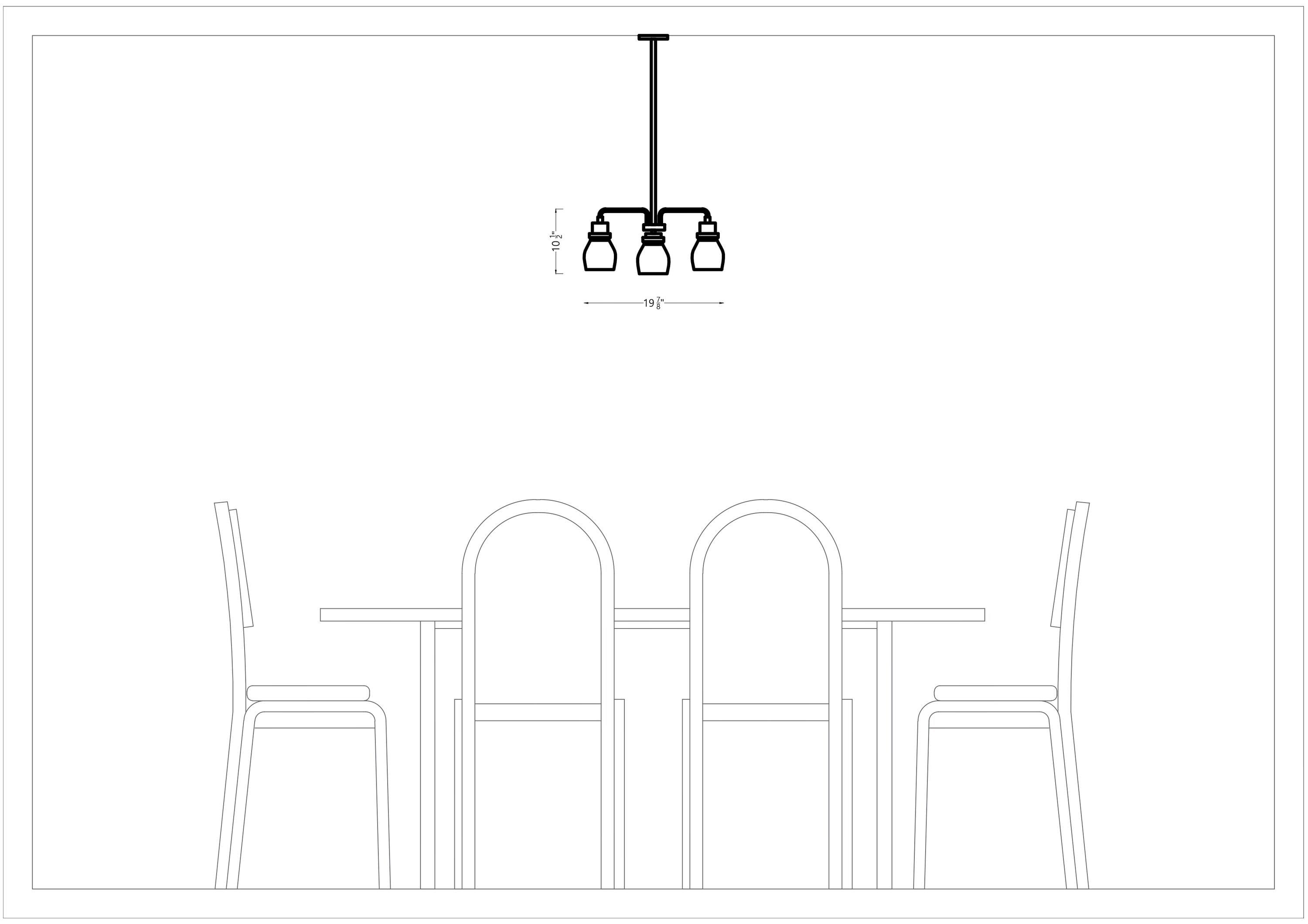 Belton 52'' Bronze 3-Light Chandelier with Clear Seeded Glass