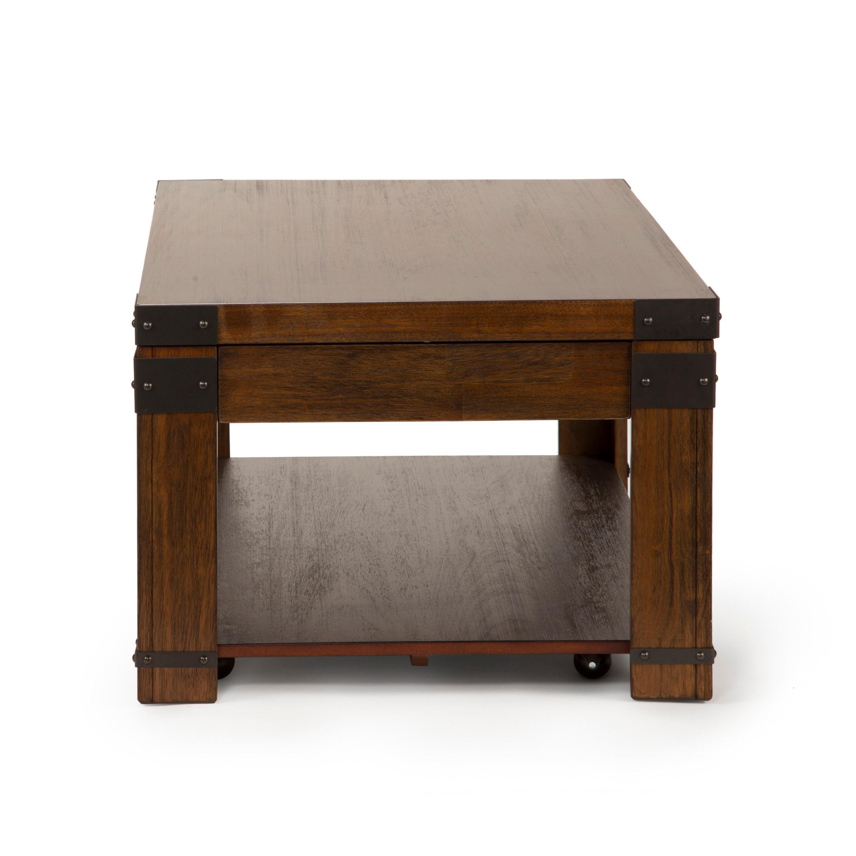 Steve Silver Arusha Indoor Rustic Rectangle Lift Top Coffee Table with Shelf, Brown