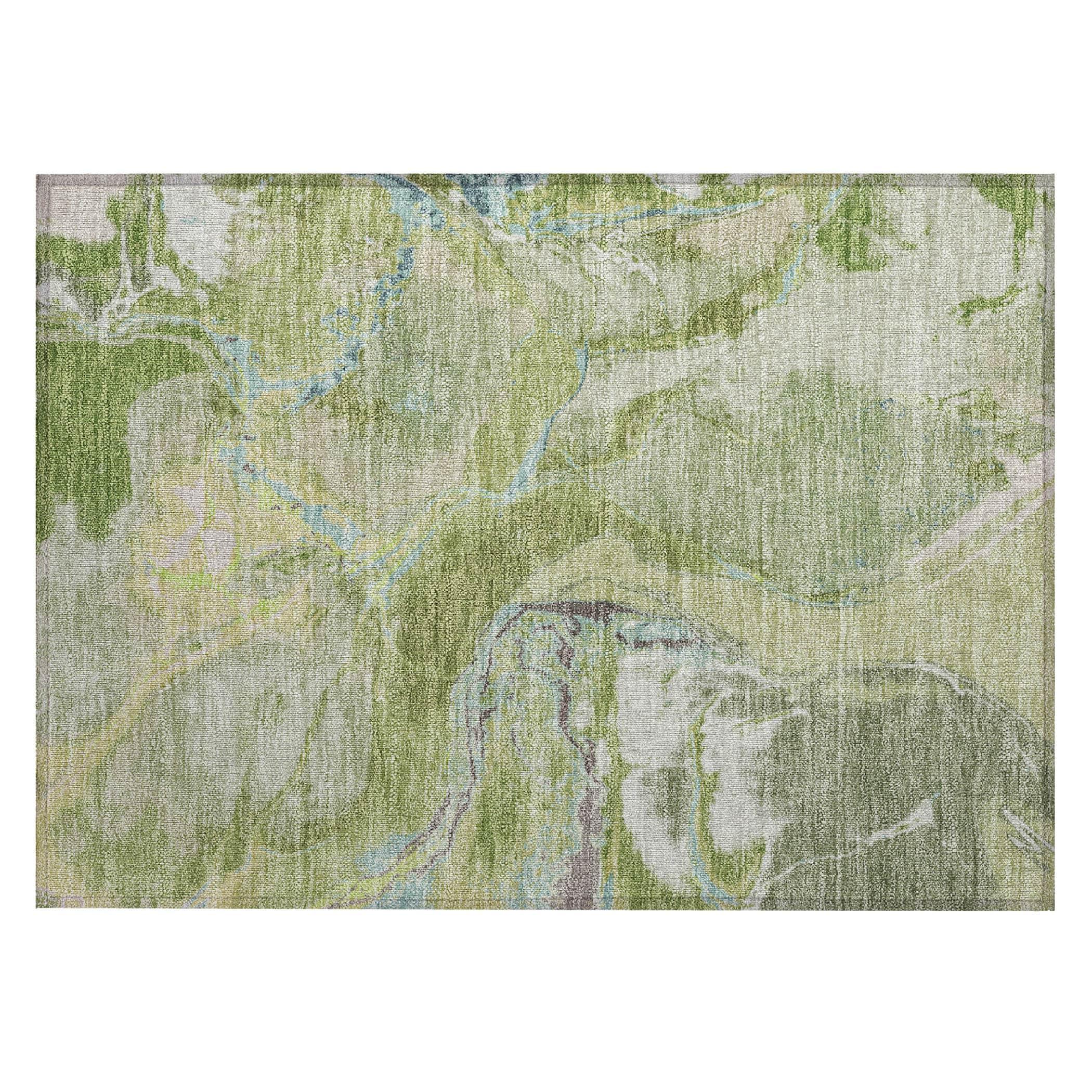 Machine Washable Indoor/Outdoor Chayden ACN1005 Green Rug