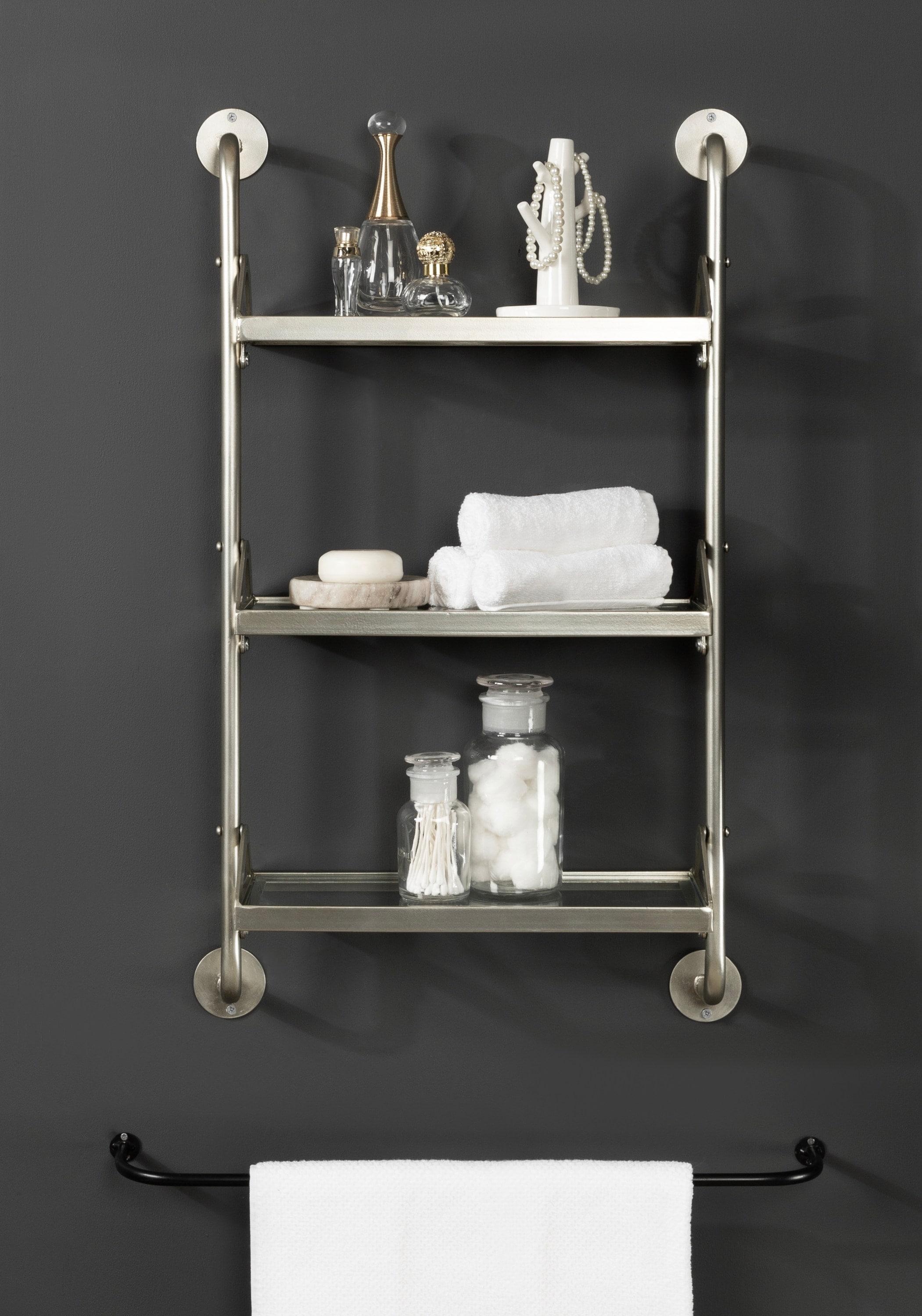 Kate & Laurel All Things Decor 18"x30" Marit Three-Tier Wall Shelf Silver
