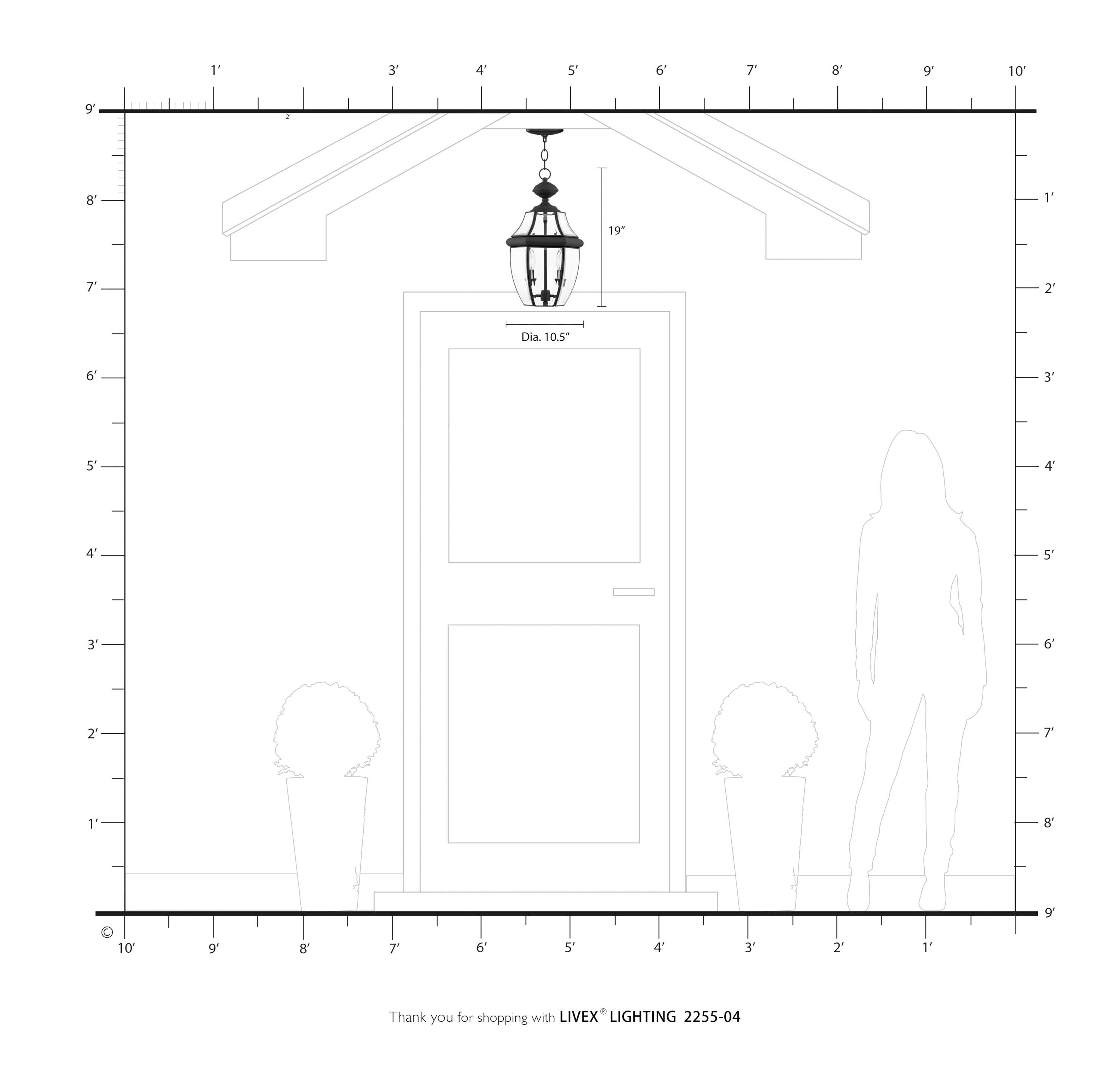 2 Light Outdoor Chain Lantern Pendant with Clear Glass Shade