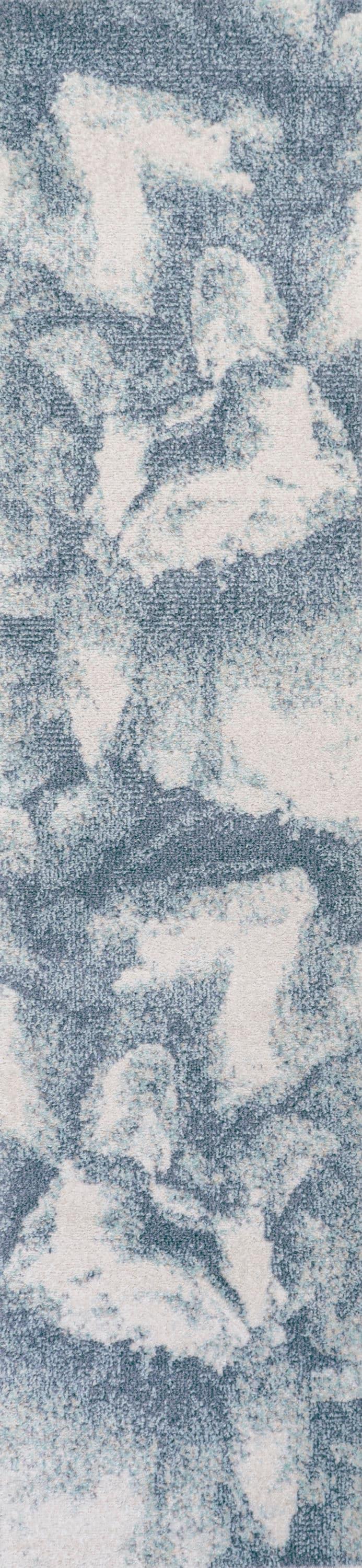 2' x 8' Petalo Abstract Two-Tone Modern Runner Rug, Blue/Cream - JONATHAN Y