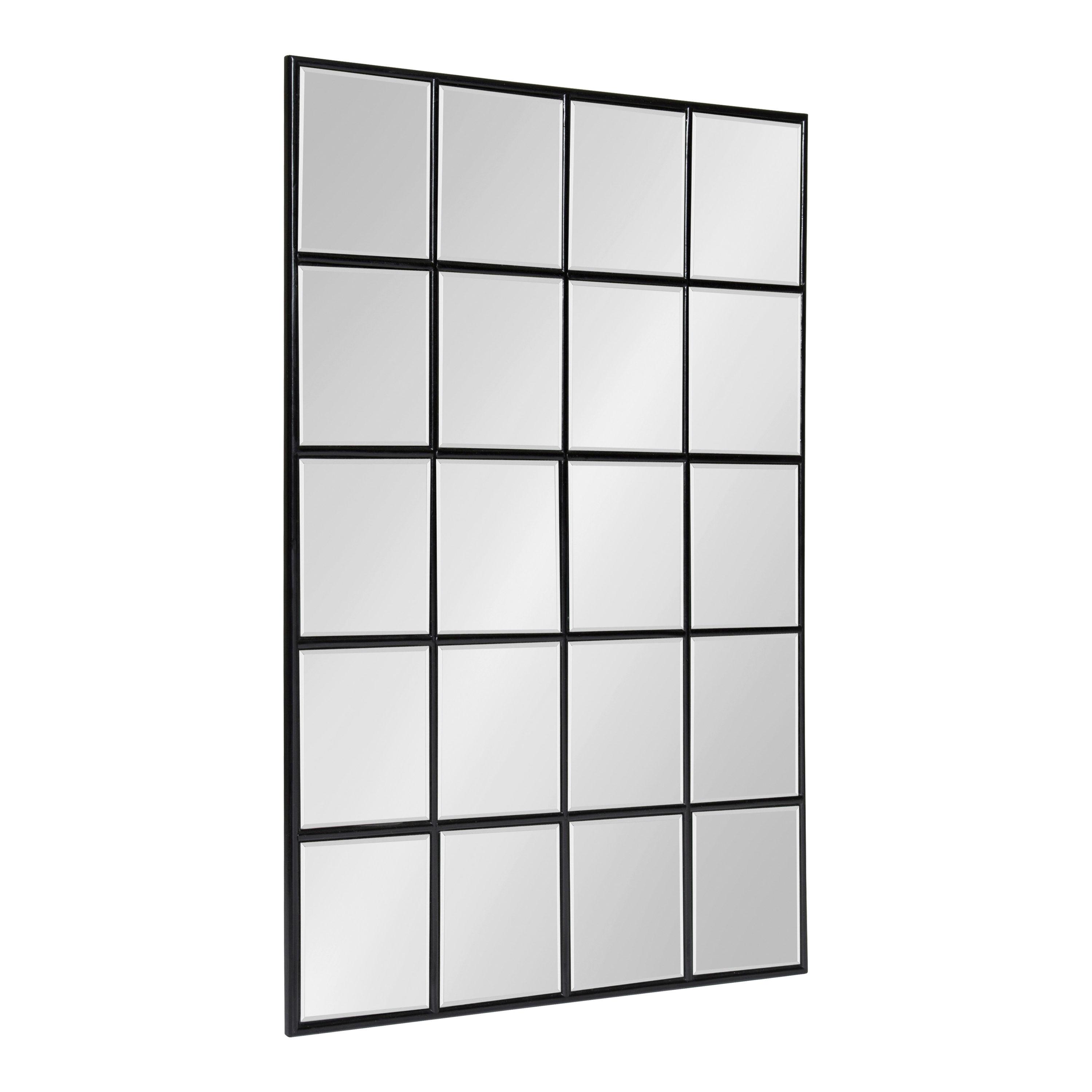 Kate and Laurel Denault Traditional Framed Windowpane Mirror, 24 x 36 Black