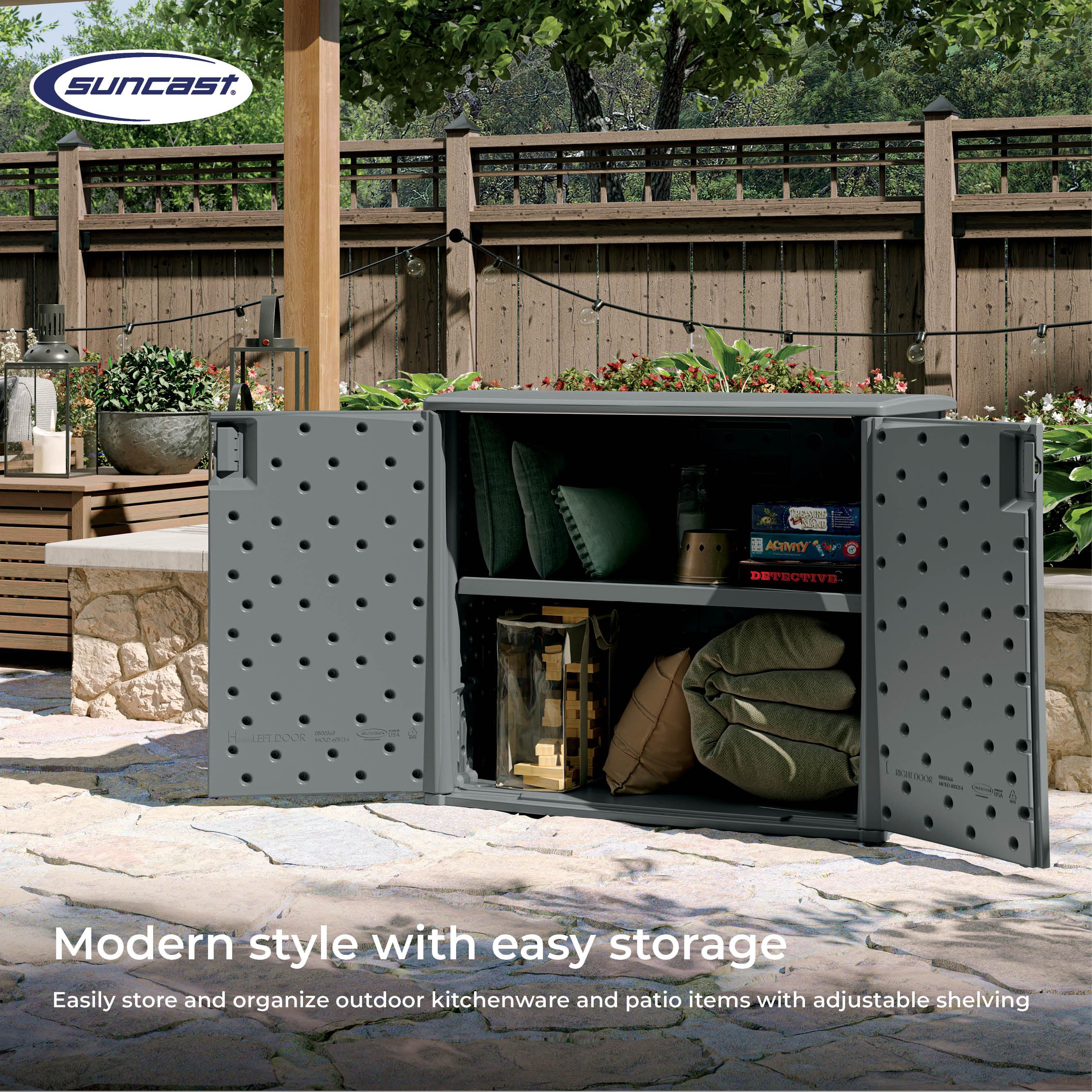 Suncast Suncast 97 Gallon Resin Lockable Cabinet Deck Box in Gray