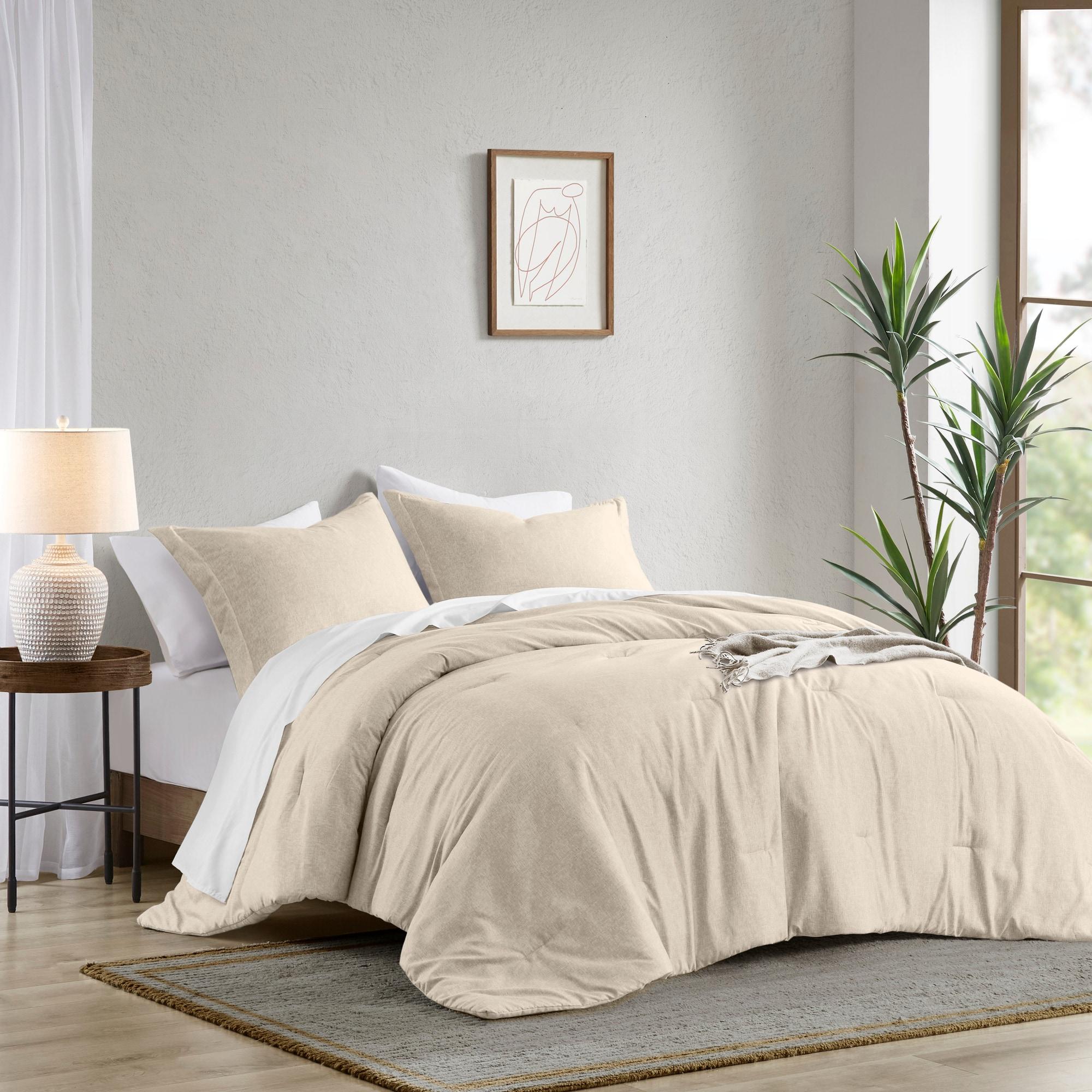 Comfort Spaces Twin Comforter Set - 2pcs (1 Microfiber Comforter & 1shams) Farmhouse Bedding Comforter for All Seasons Boho Bedding Set, Lightweight Solid Bed Comforter Sets,Twin/Twin XL, Taupe