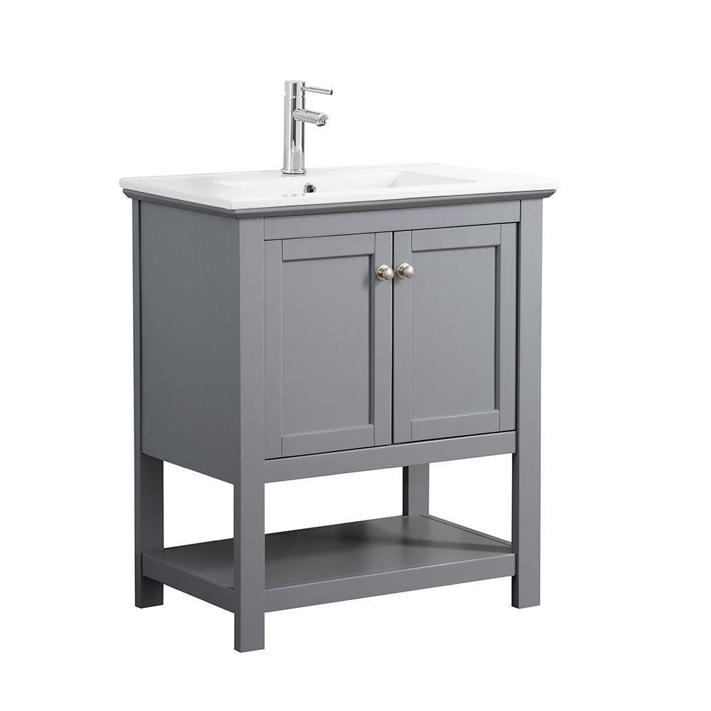 Fresca Manchester 30" Freestanding Single Sink Bathroom Vanity with Integrated Sink (Faucet Not Included)