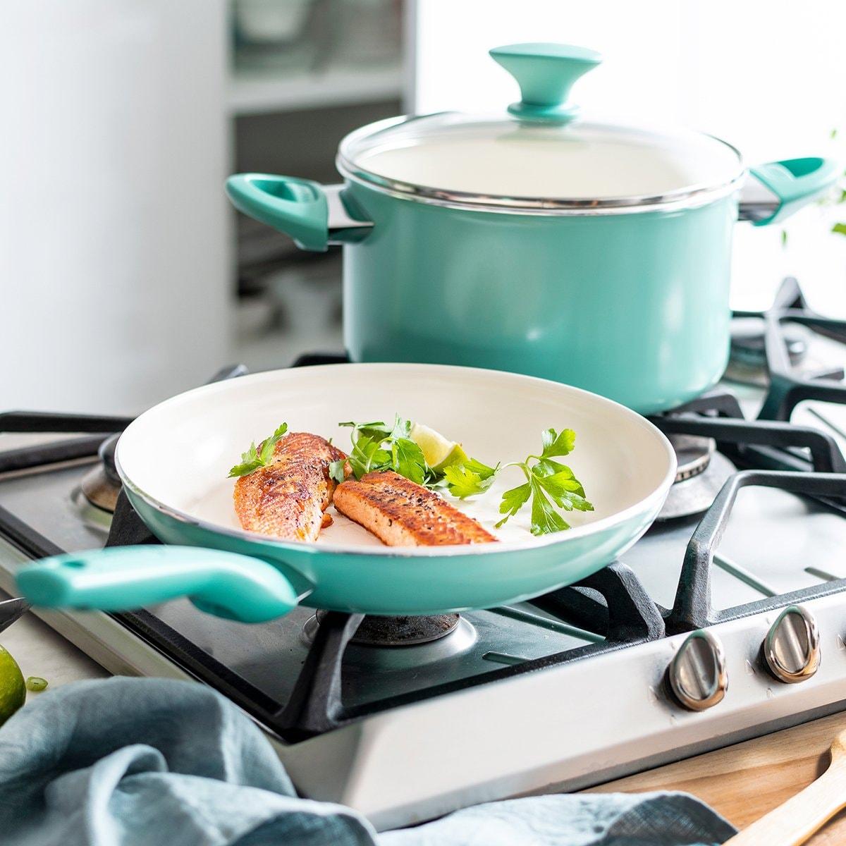 GreenPan GreenPan Rio Healthy Ceramic Nonstick 16 Piece Cookware Pots and Pans Set, PFAS-Free, Dishwasher Safe