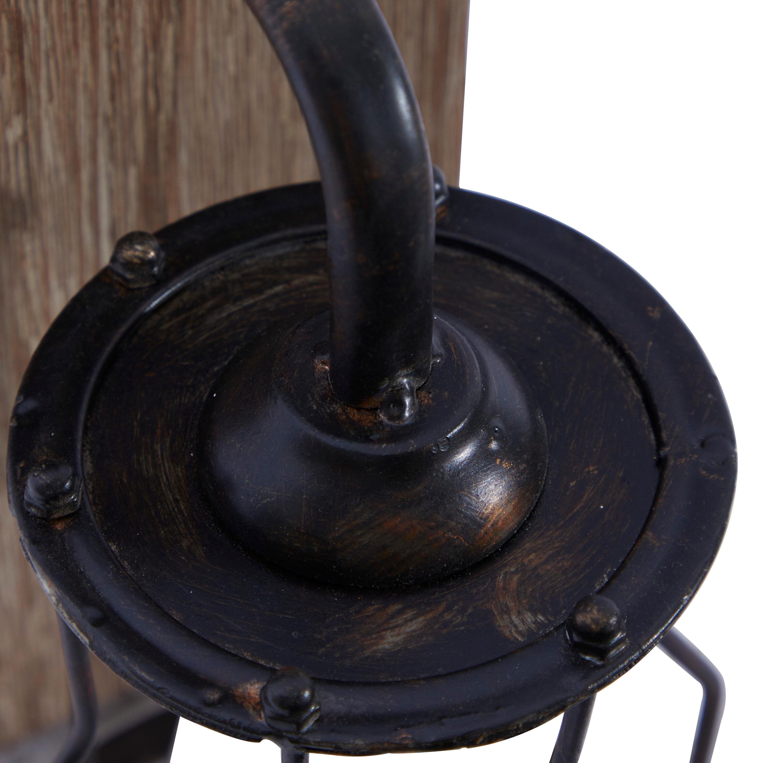 DecMode Industrial Metal Wall Sconce with Wood Backplate and Iron Cage, 6"W x 11"H Features Rustic Brown Finish