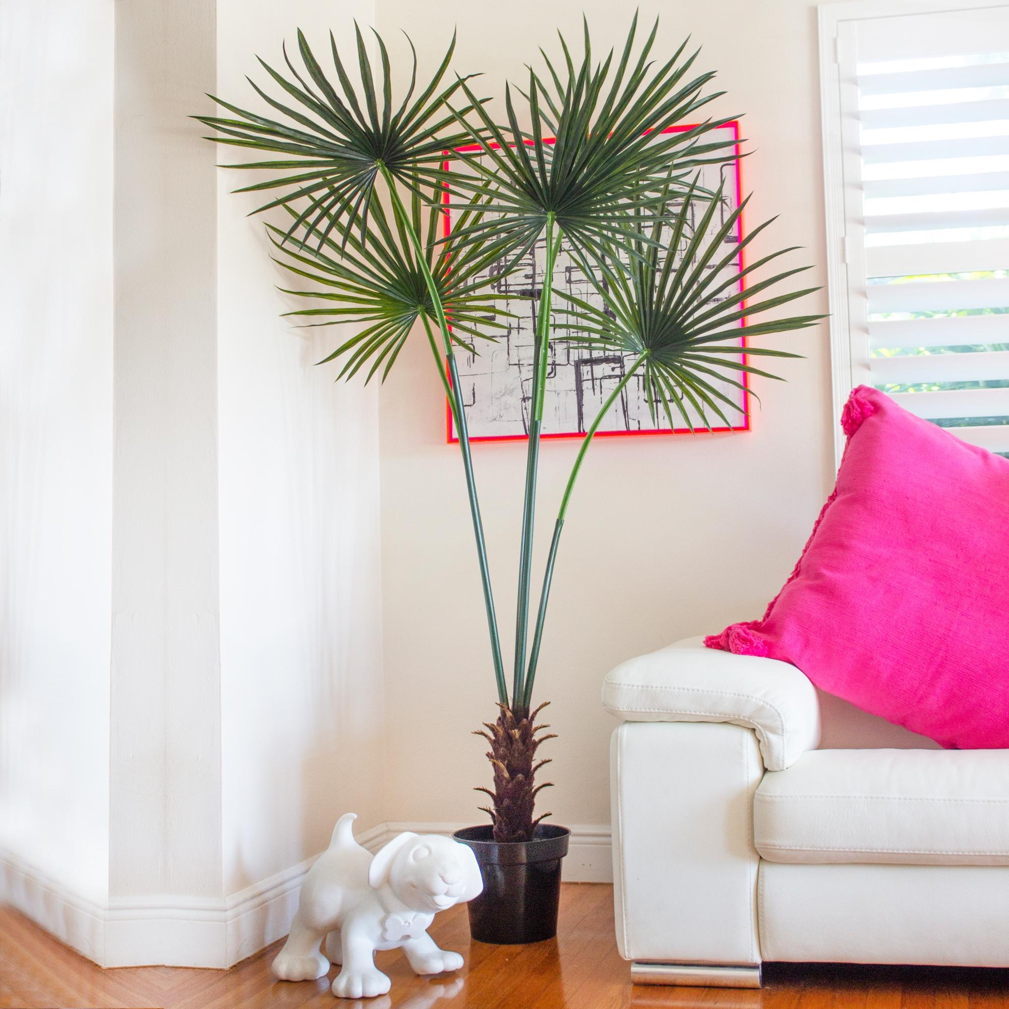 Nearly Natural 7-ft Fan Palm Tree UV Resistant (Indoor/Outdoor)