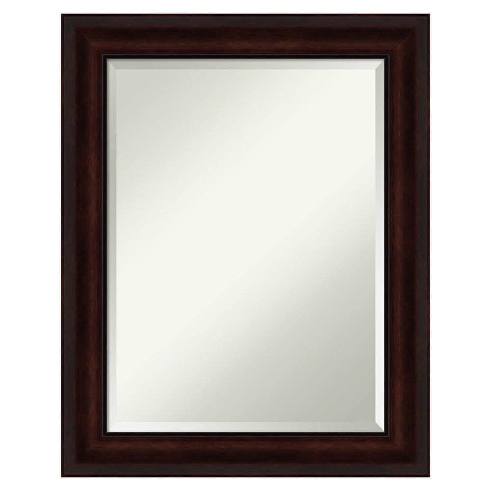 Amanti Art Beveled Bathroom Wall Mirror - Coffee Bean Brown Frame - Coffee Bean Brown Outer Size: 23 x 29 in