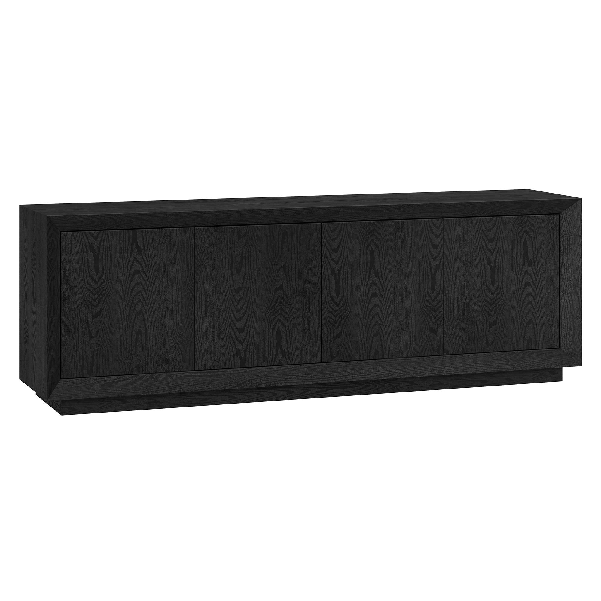 Evelyn&Zoe Oswald Rectangular TV Stand for TV's up to 75", Black Grain