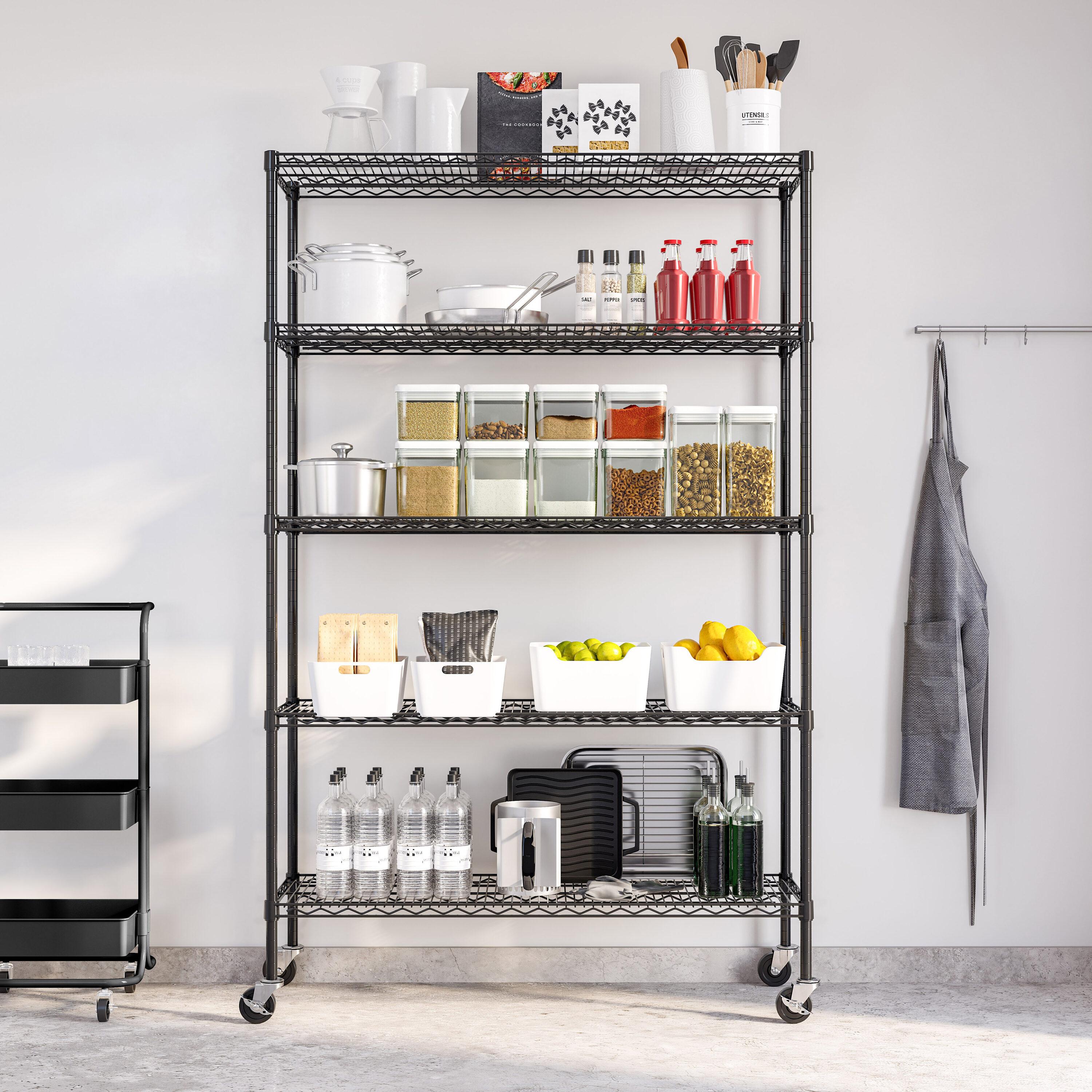 UltraDurable 48'' W x 18" D 5-Tier NSF-Certified Steel Shelving with Wheels