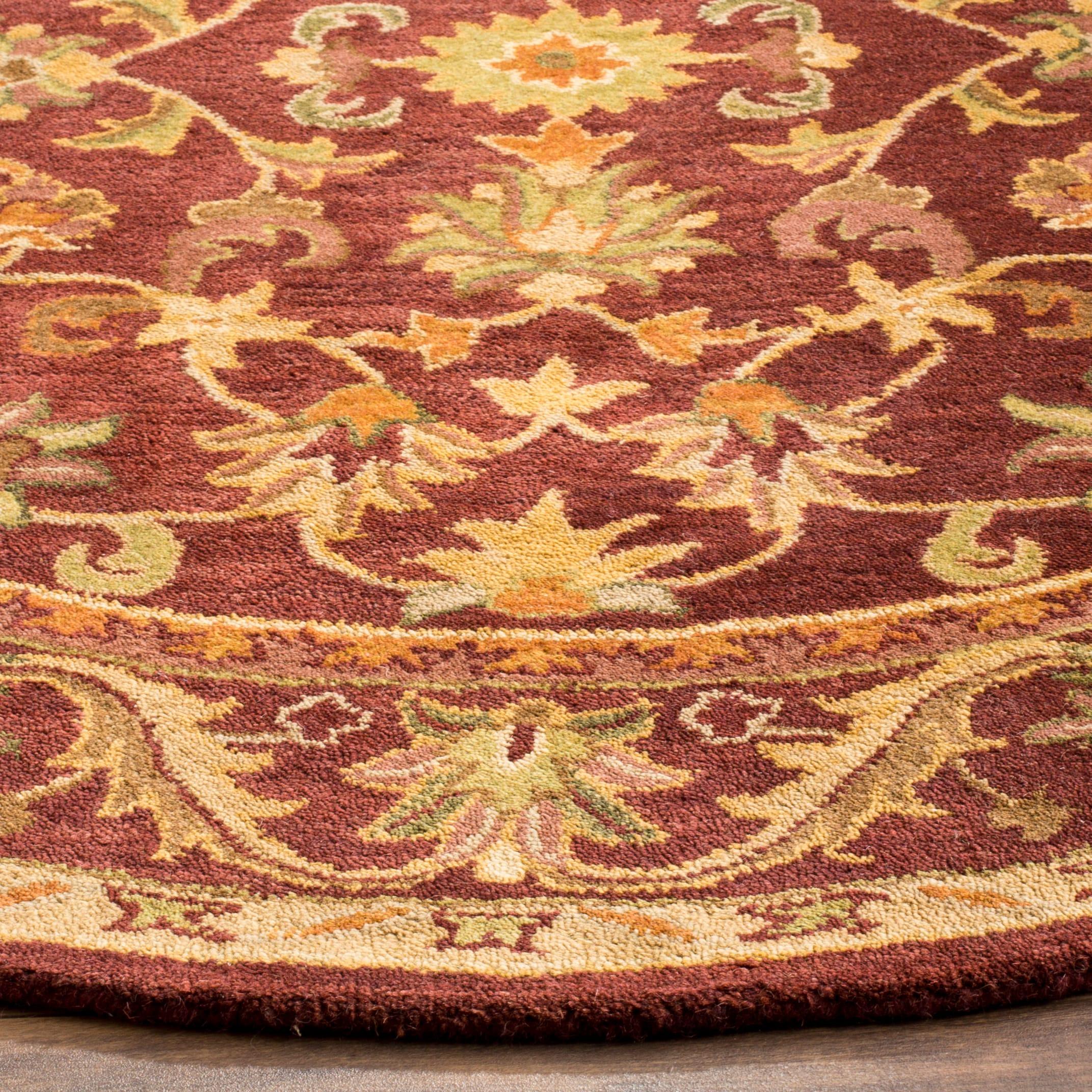 Antiquity AT52 Hand Tufted Indoor Area Rug - Wine/Gold - 6' Round - Safavieh