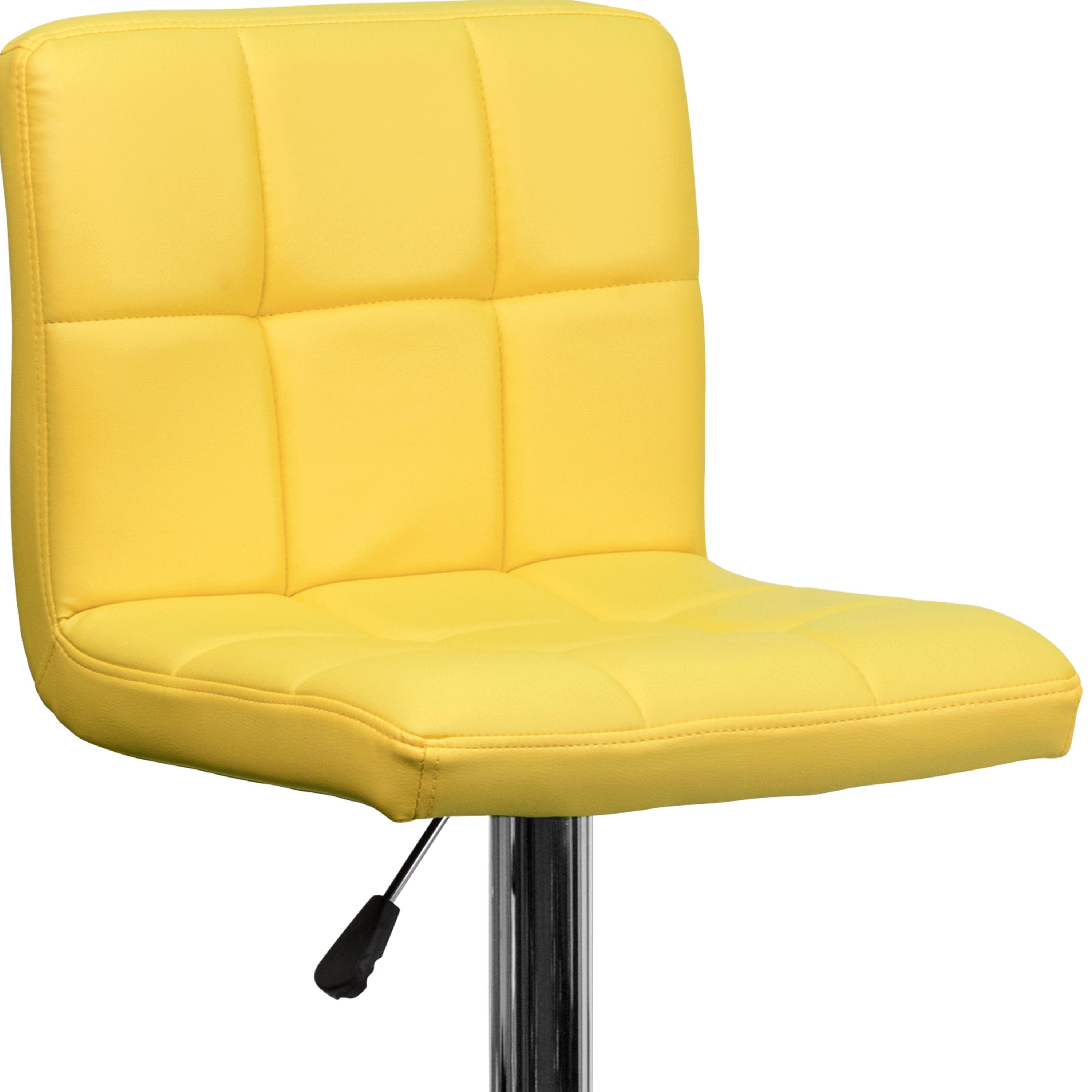 Flash Furniture Contemporary Yellow Quilted Vinyl Adjustable Height Barstool with Chrome Base