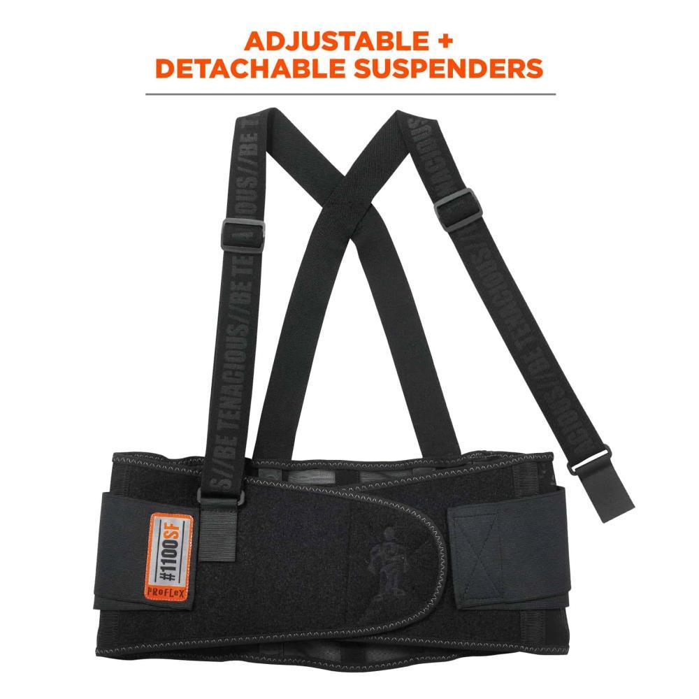Ergodyne 11604 ProFlex 1100SF Back Support Brace, 8" Spandex Belt, Patented Stays Provide Added Support, Large,Black