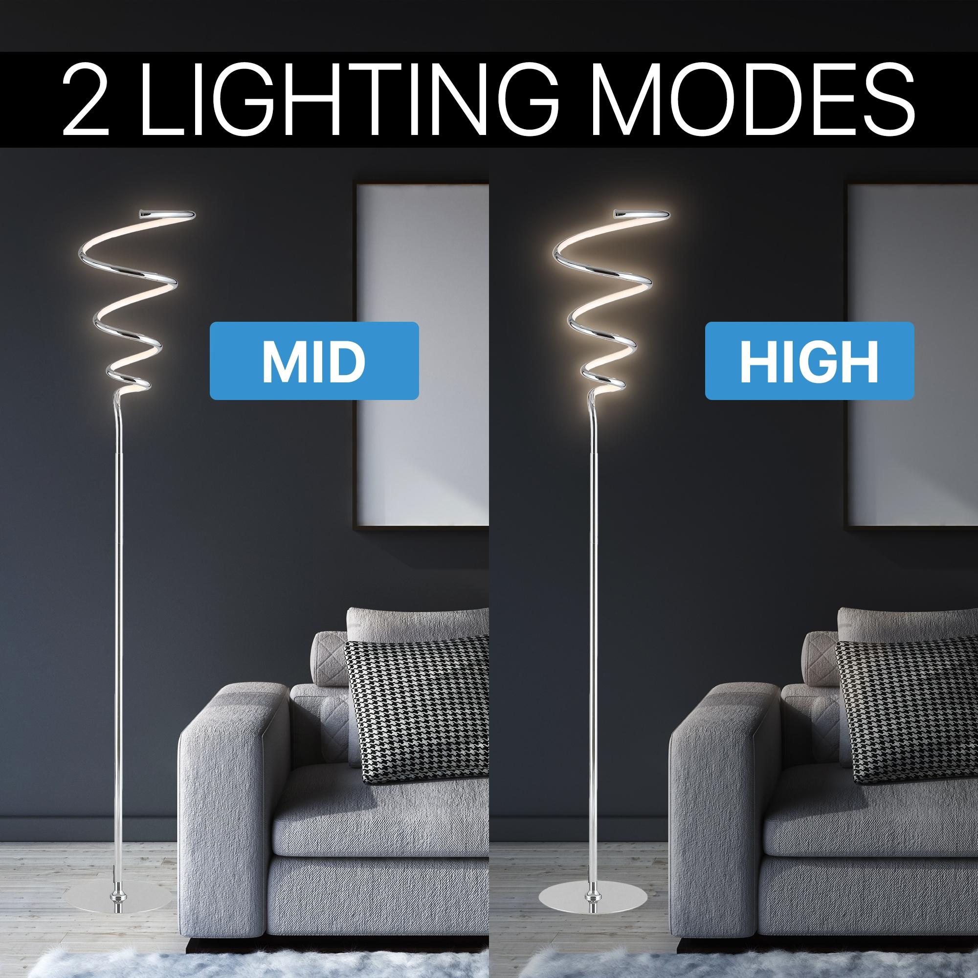 JONATHAN Y JYL7027A Scribble 60.5" Modern Dimmable Metal Integrated LED Floor Lamp, Contemporary, Minimalist, Glam for living room, dinning room, bedroom, office, Chrome