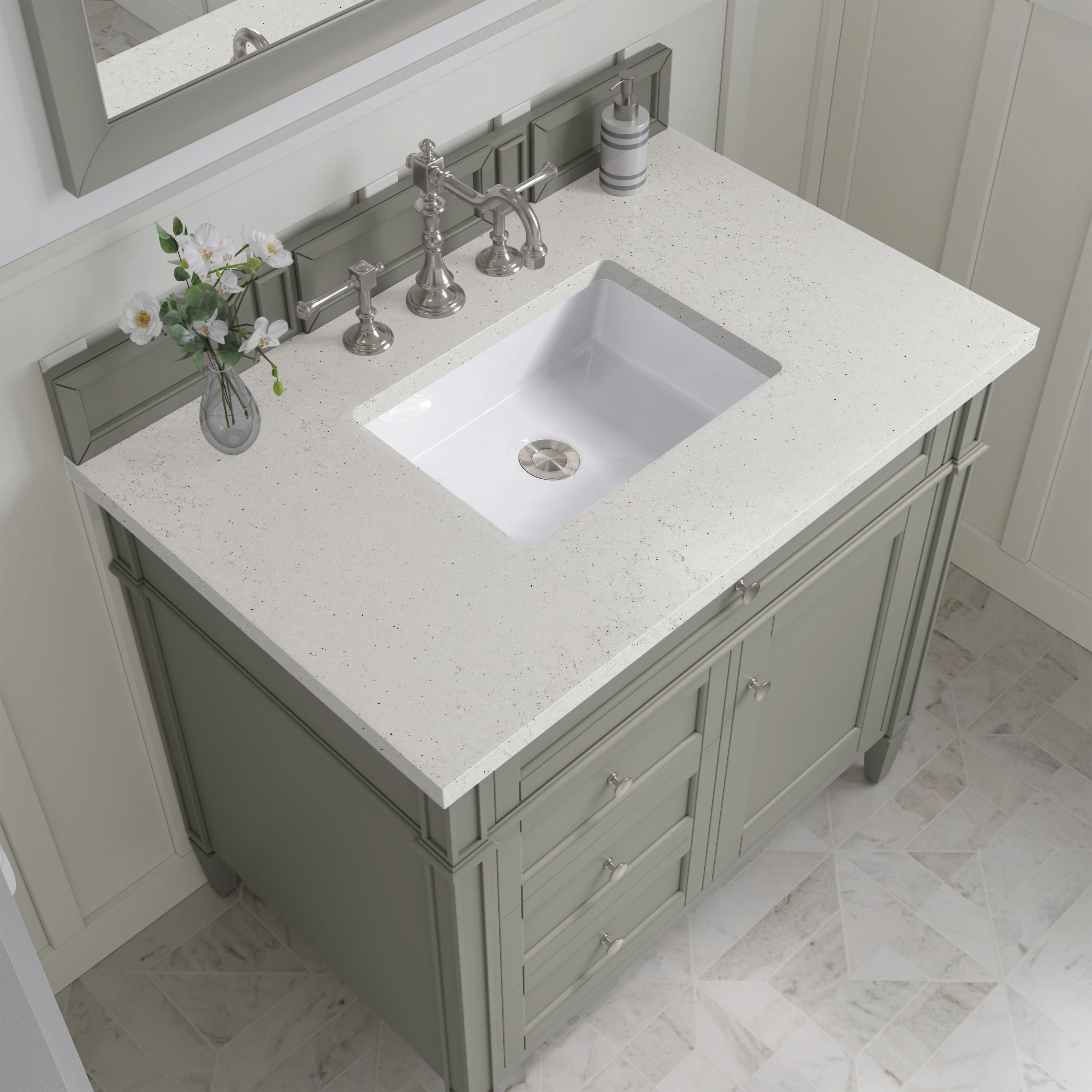 Urban Gray Solid Wood Single Vanity with Porcelain Sink