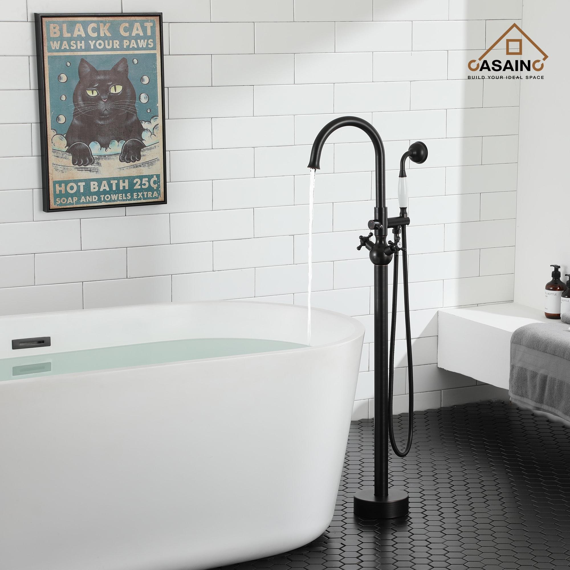 CASAINC Freestanding 2 Handles High Flow Bathtub Faucet with Hand Shower