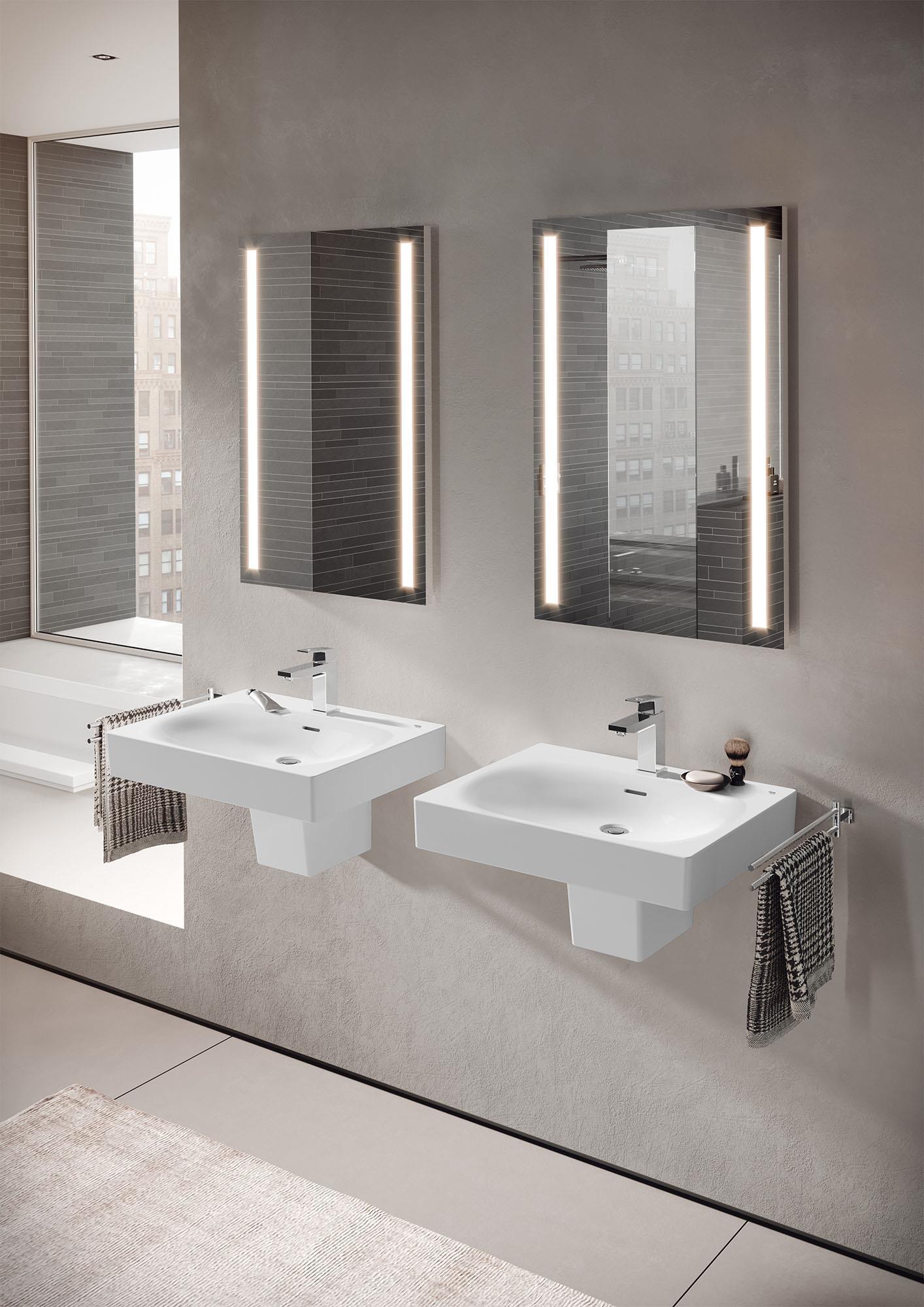 Eurocube® Alpine White Rectangular Wall Mount Bathroom Sink with Overflow