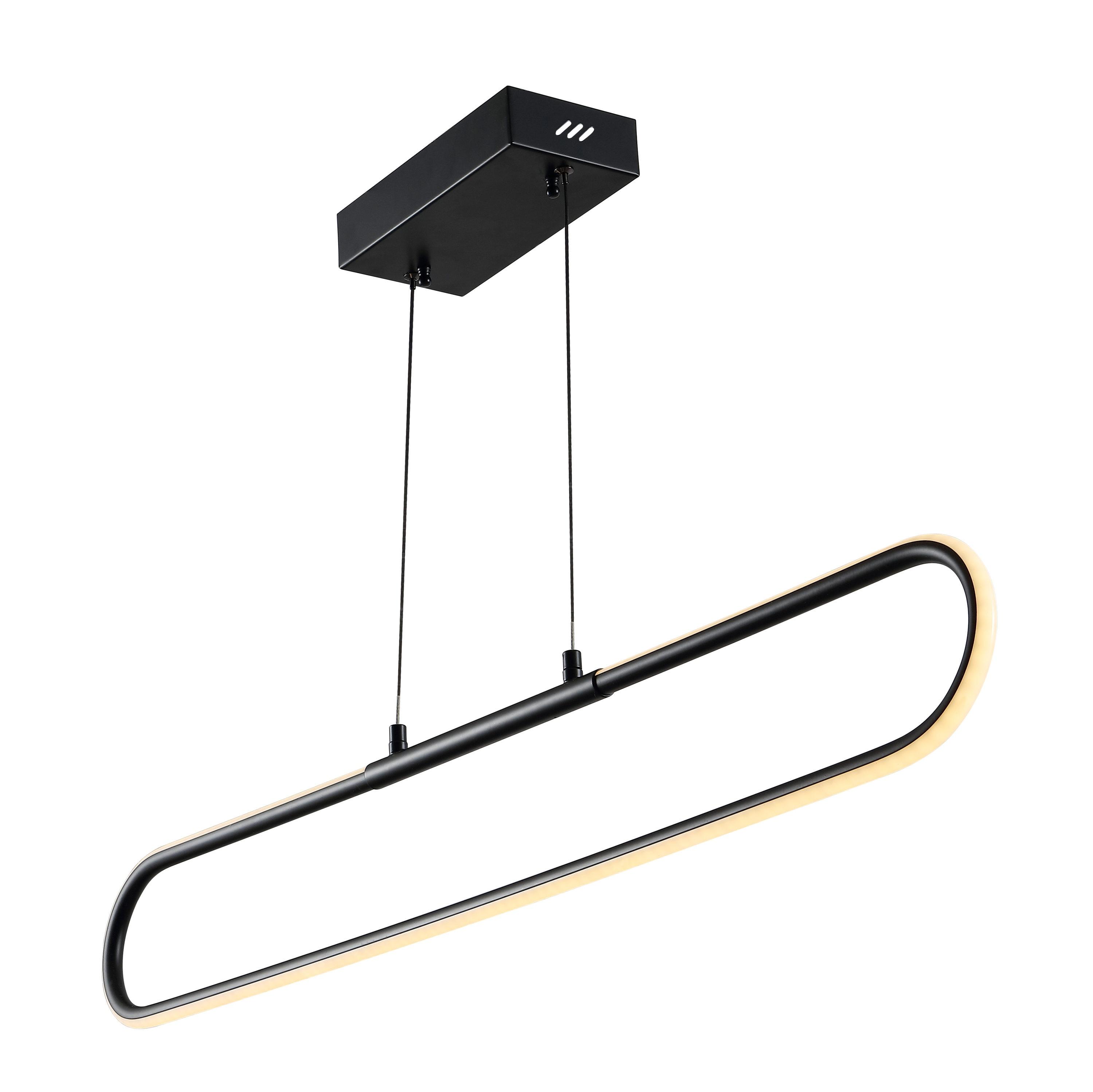 Ned 39" Dimmable Adjustable Integrated LED Metal Linear Pendant, Black