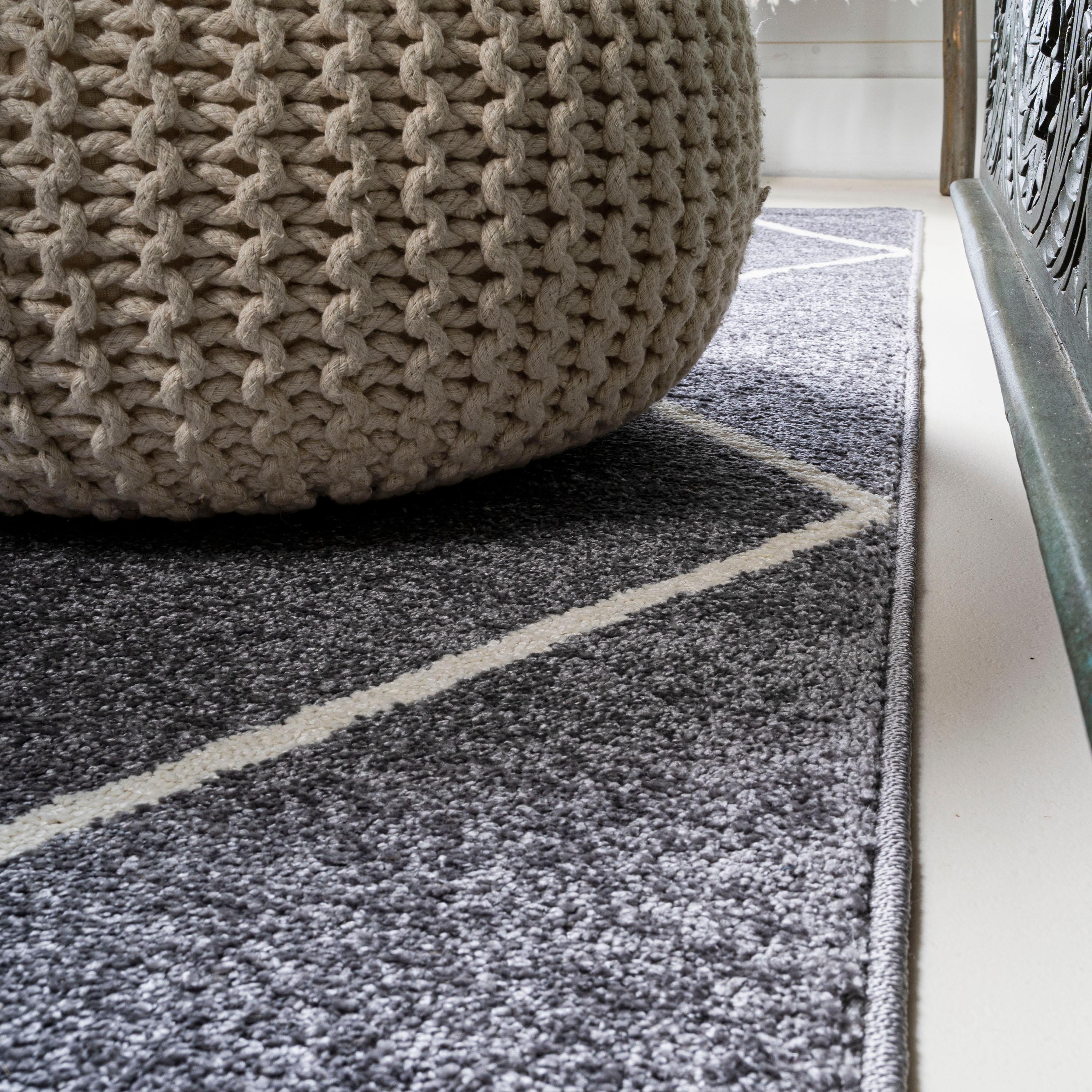 5'x8' Cole Minimalist Diamond Trellis Area Rug, Gray/White - JONATHAN Y