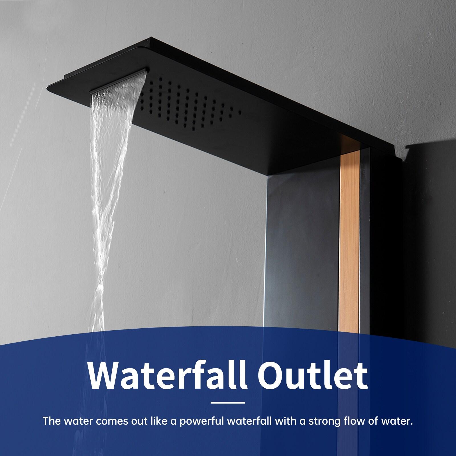 BWE 2-Jet Rainfall Shower Panel System with Rainfall Waterfall Shower Head and Shower Wand