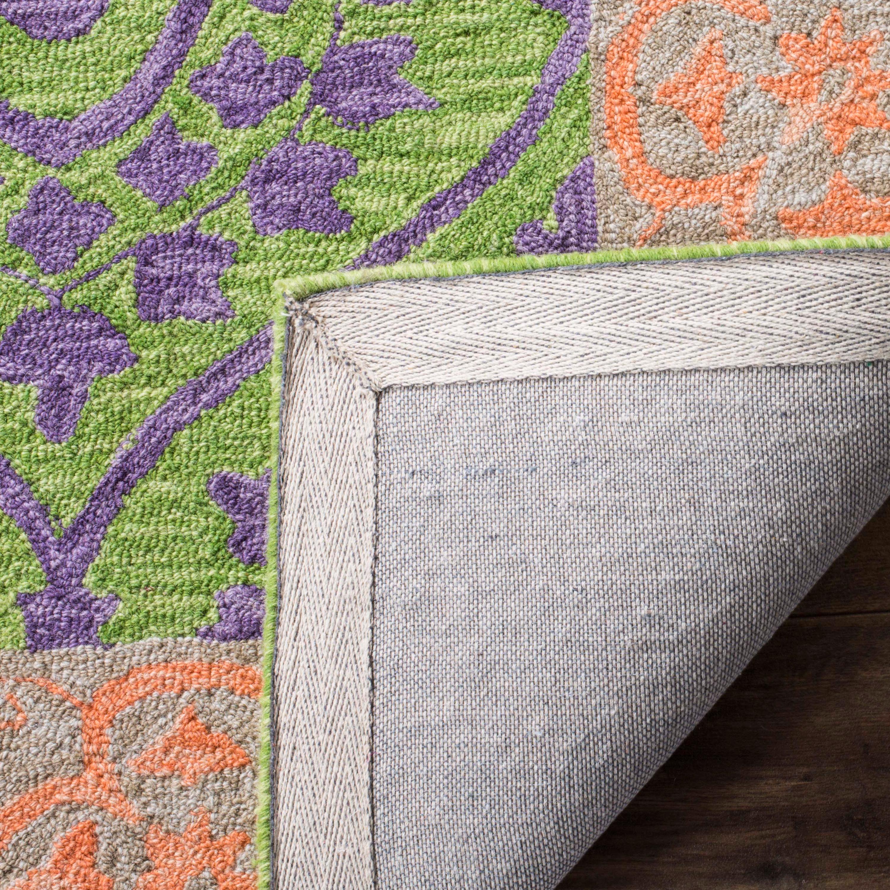 Suzani SZN102 Hand Hooked Indoor Area Rug - Green/Violet - 4'x6' - Safavieh.