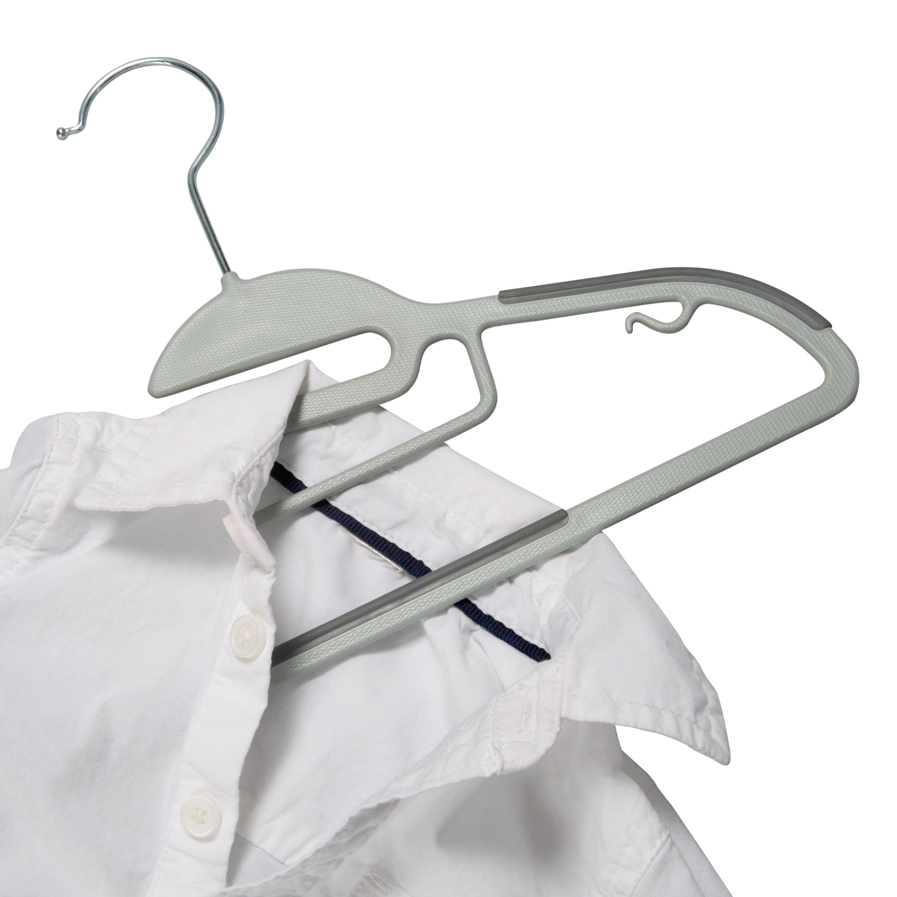 Simplify Kid's Non Slip Plastic Collar Saver Child Clothing Hangers, 12 Pack, Light Gray