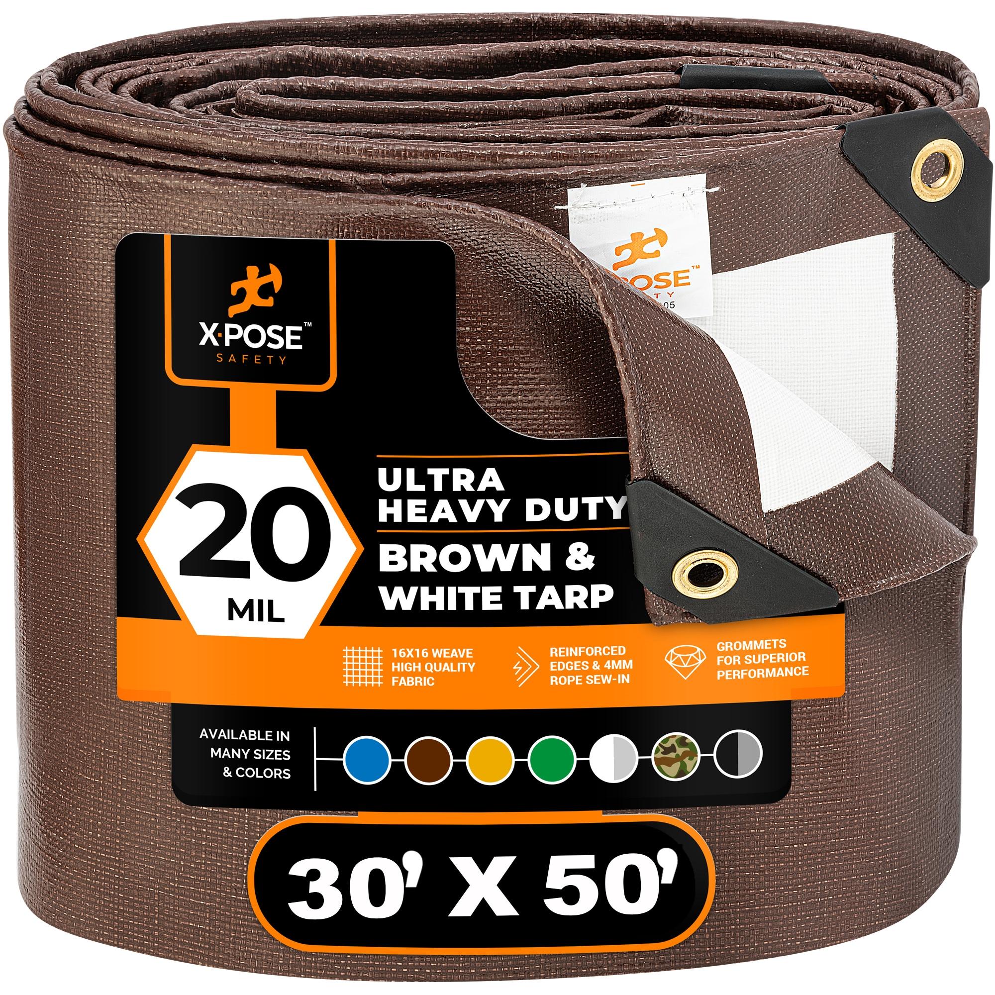 30' x 50' Brown and White Ultra Heavy Duty Polyethylene Tarp