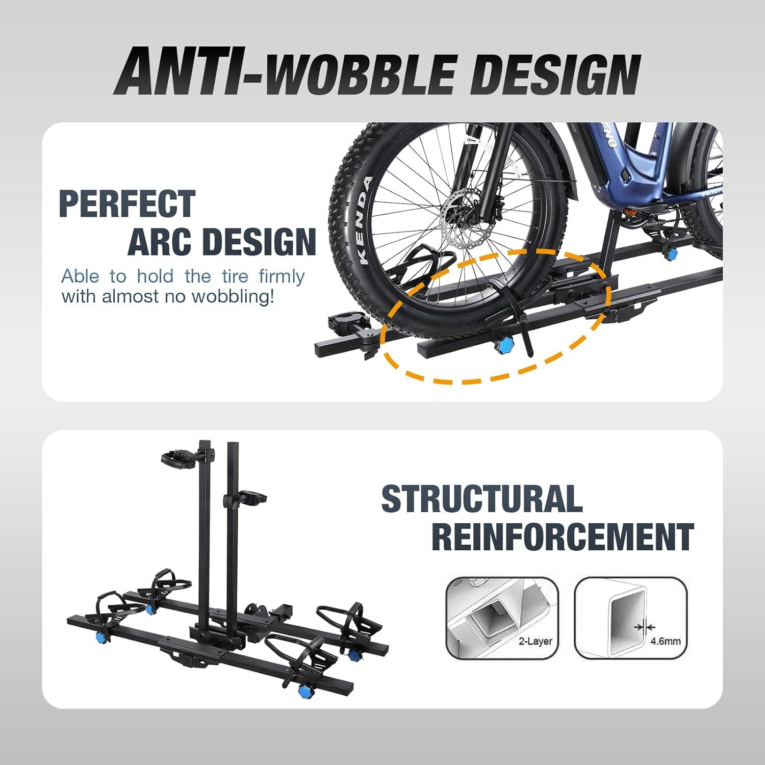 Young Electric 2-Bike Rack Fellow, E-Bike Rack Hitch for Cars, Trucks, Minivans, SUVs with 2 Inches Receiver, 200 Lbs Capacity Fits up to 5 Inches Fat Tire