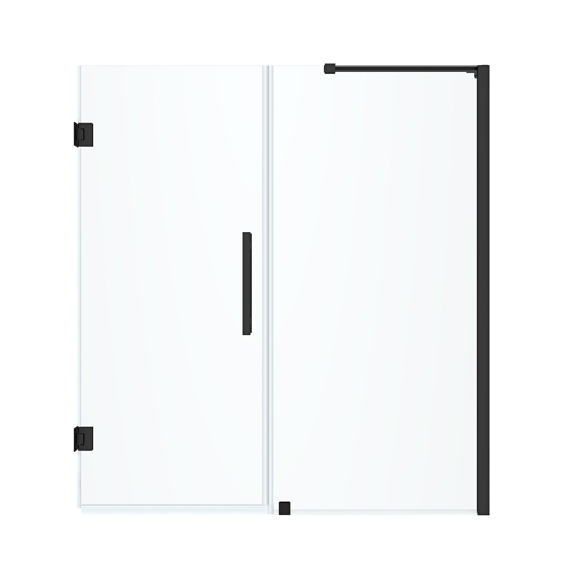 Black Frameless Glass Alcove Hinge Shower Door Kit