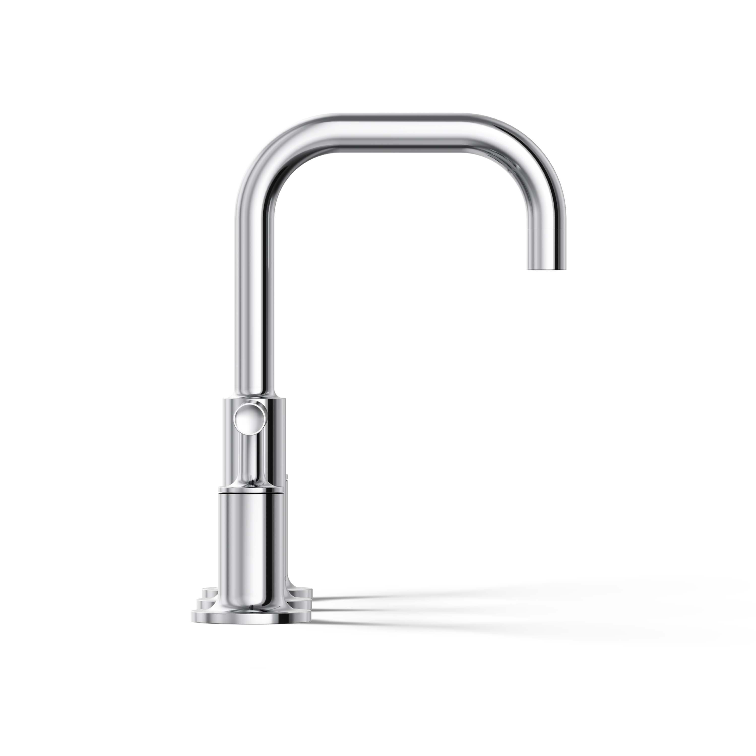 Purist® Widespread Faucet with Drain Assembly Low Lever Handles and Low Gooseneck Spout