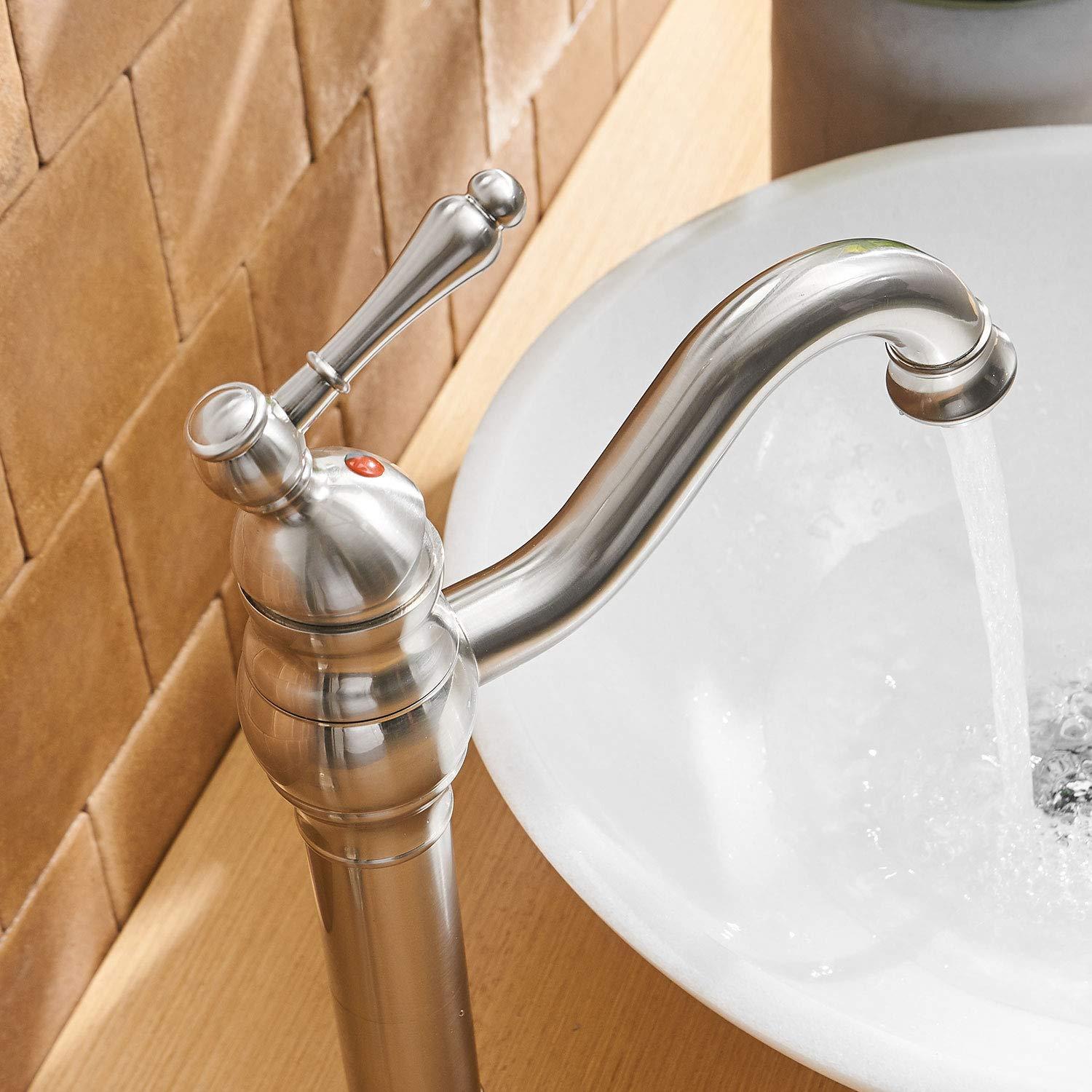 BWE Waterfall Single Hole Single-Handle Vessel Bathroom Faucet With Pop-up Drain Assembly