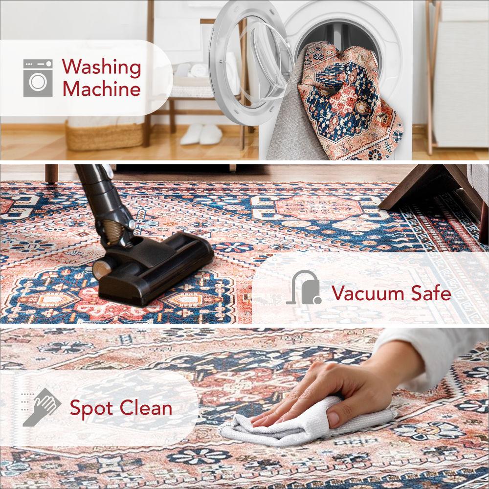 Nuloom Nevaeh Pet Friendly Machine Washable Bohemian Medallion Area Rug, 3' x 5', Dark Blue