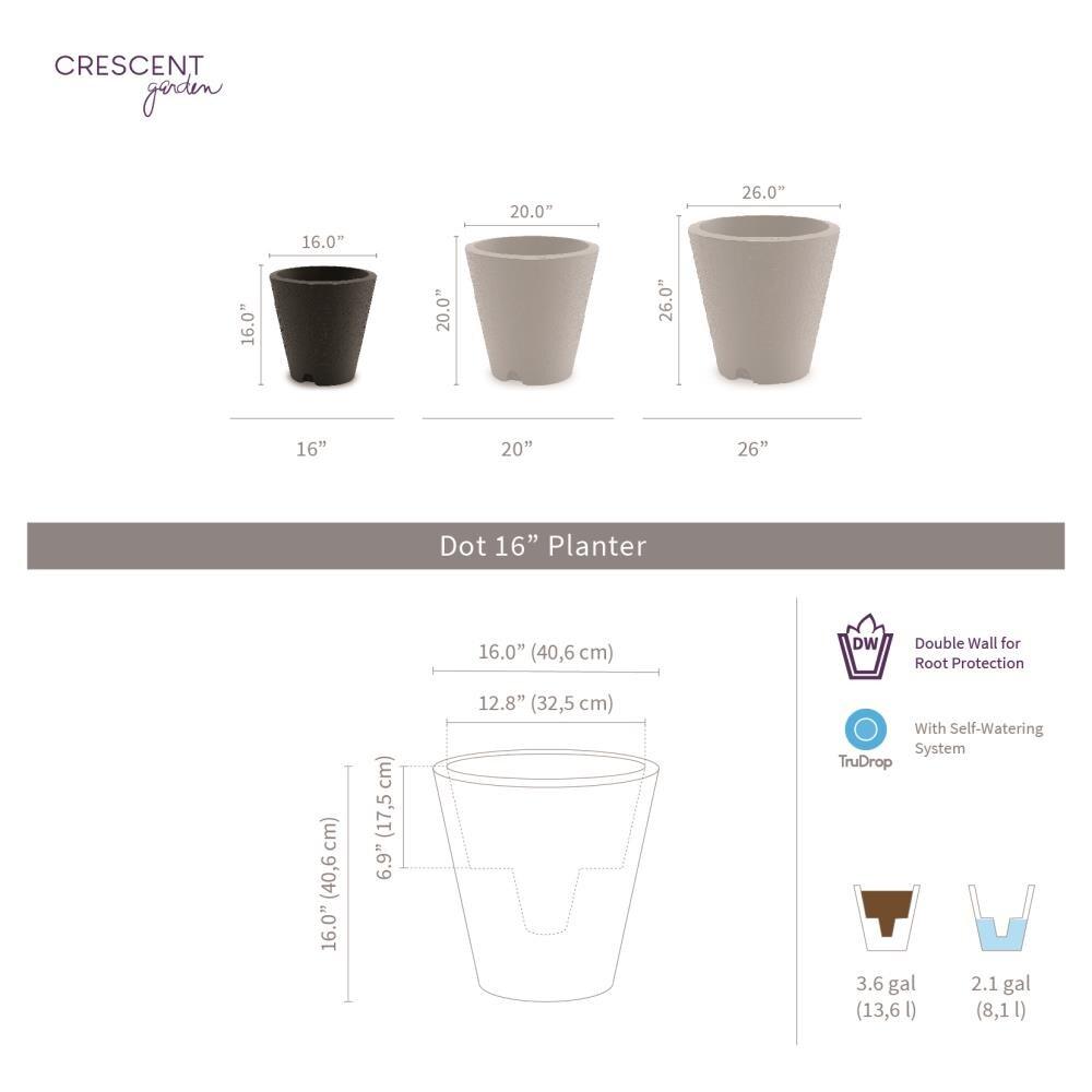 Crescent Garden Self-Watering Dot TruDrop Plastic Pot Planter