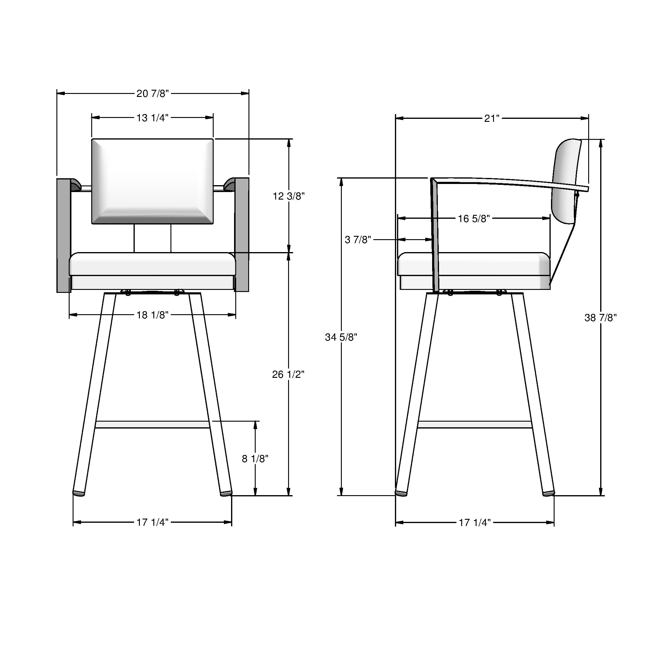 Amisco Akers 26 In. Swivel Counter Stool - Grey Polyester / Metallic Grey Metal