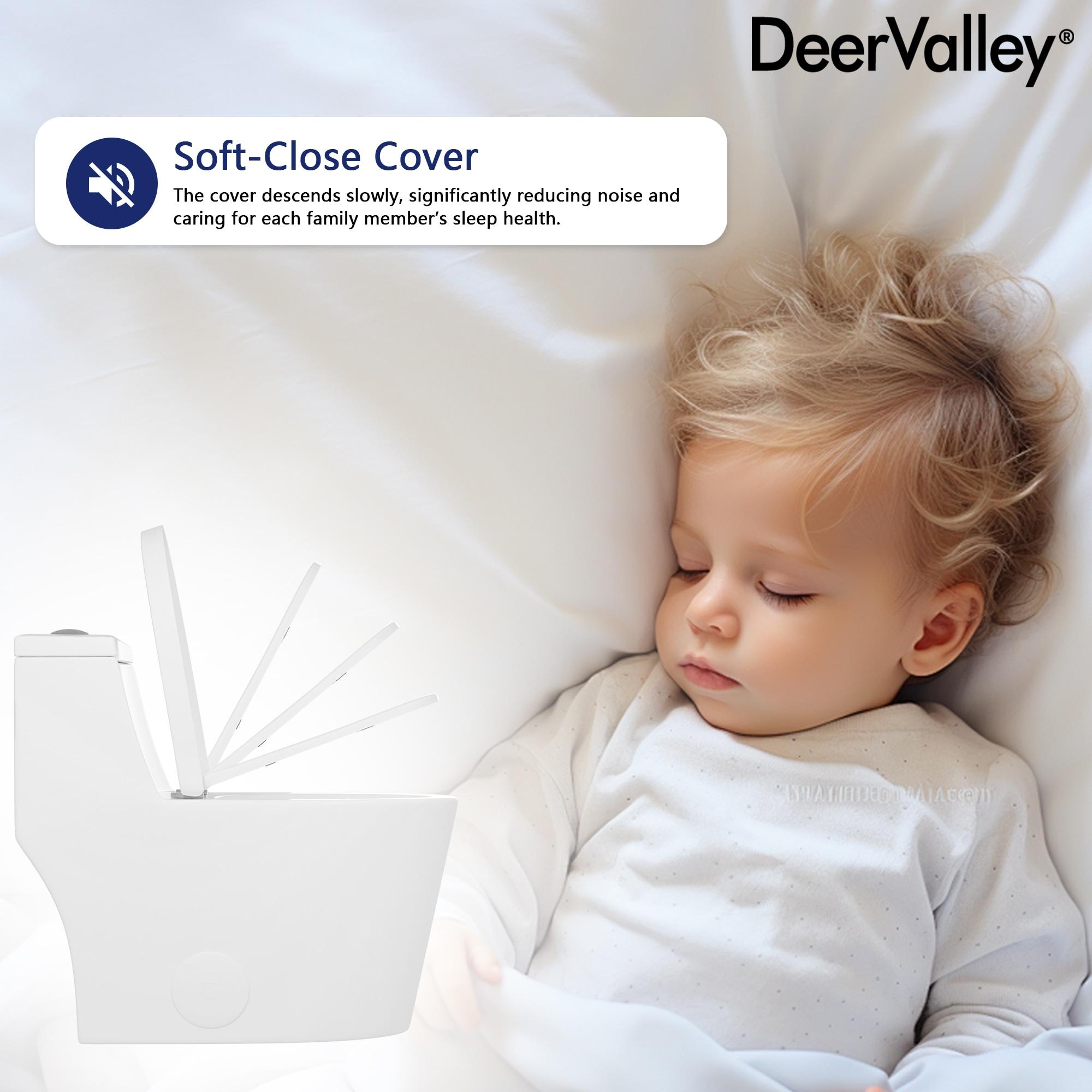 DeerValley Prism Dual-Flush Elongated One-Piece Toilet with Glazed Surface Lower Water Tank for Space Saving (Seat Included)