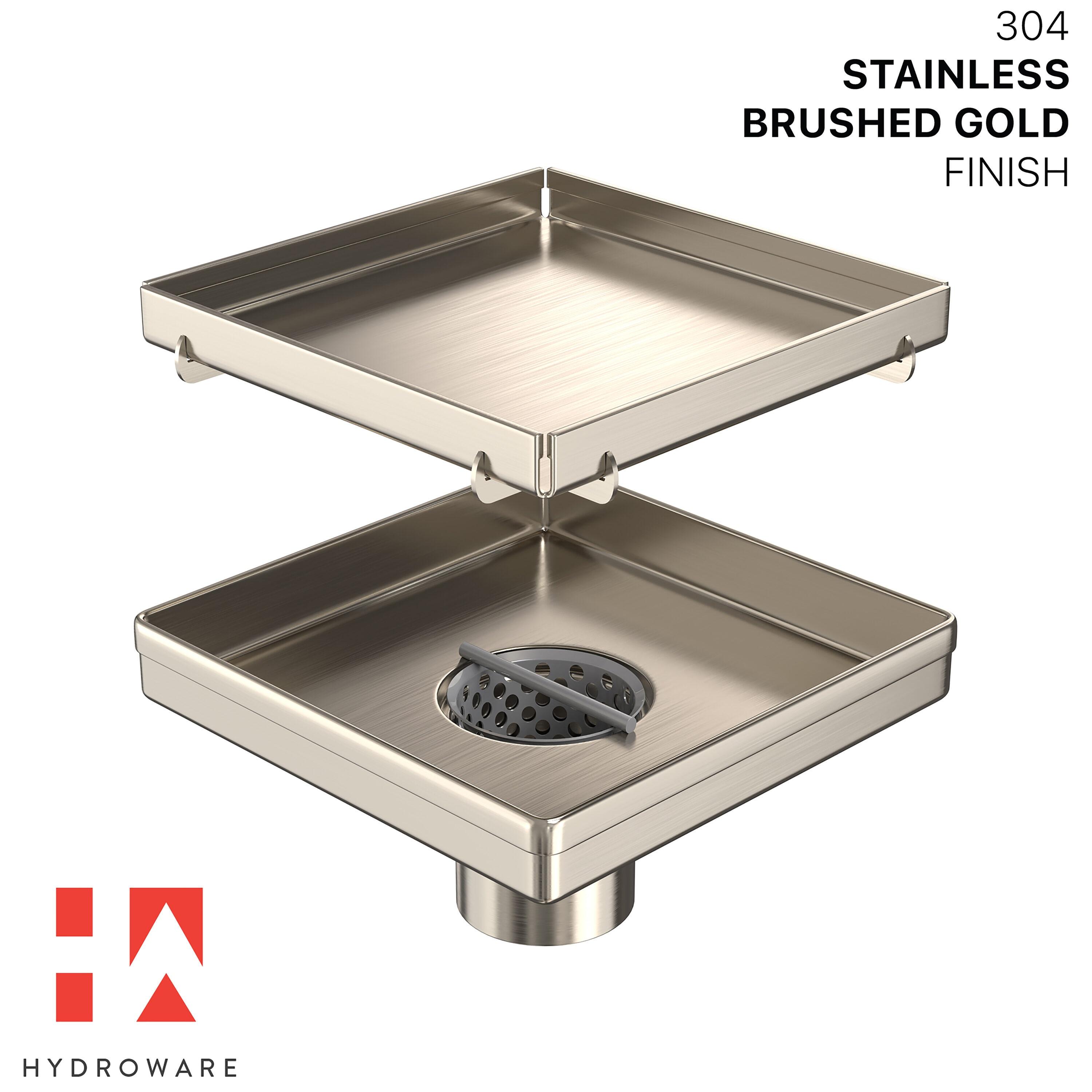 6-Inch Stainless Steel Square Shower Drain with Hair Strainer