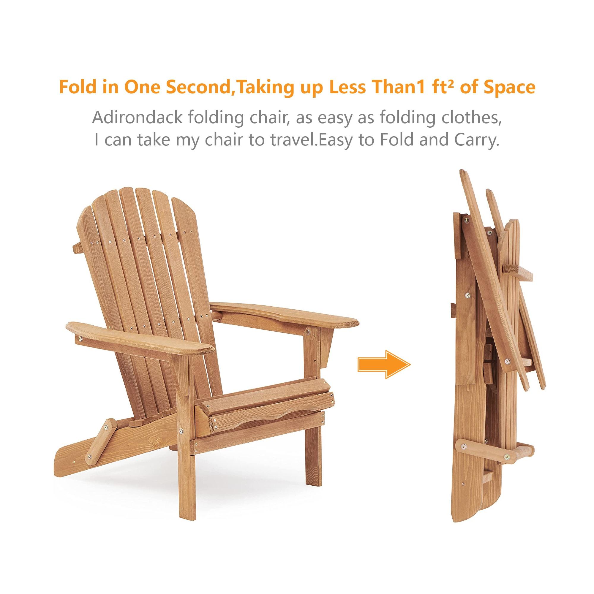 CLEARANCE! Wooden Outdoor Folding Adirondack Chair Set of 2 Wood Lounge Patio Chair for Garden,Garden, Lawn, Backyard, Deck, Pool Side, Fire Pit,Half Assembled,