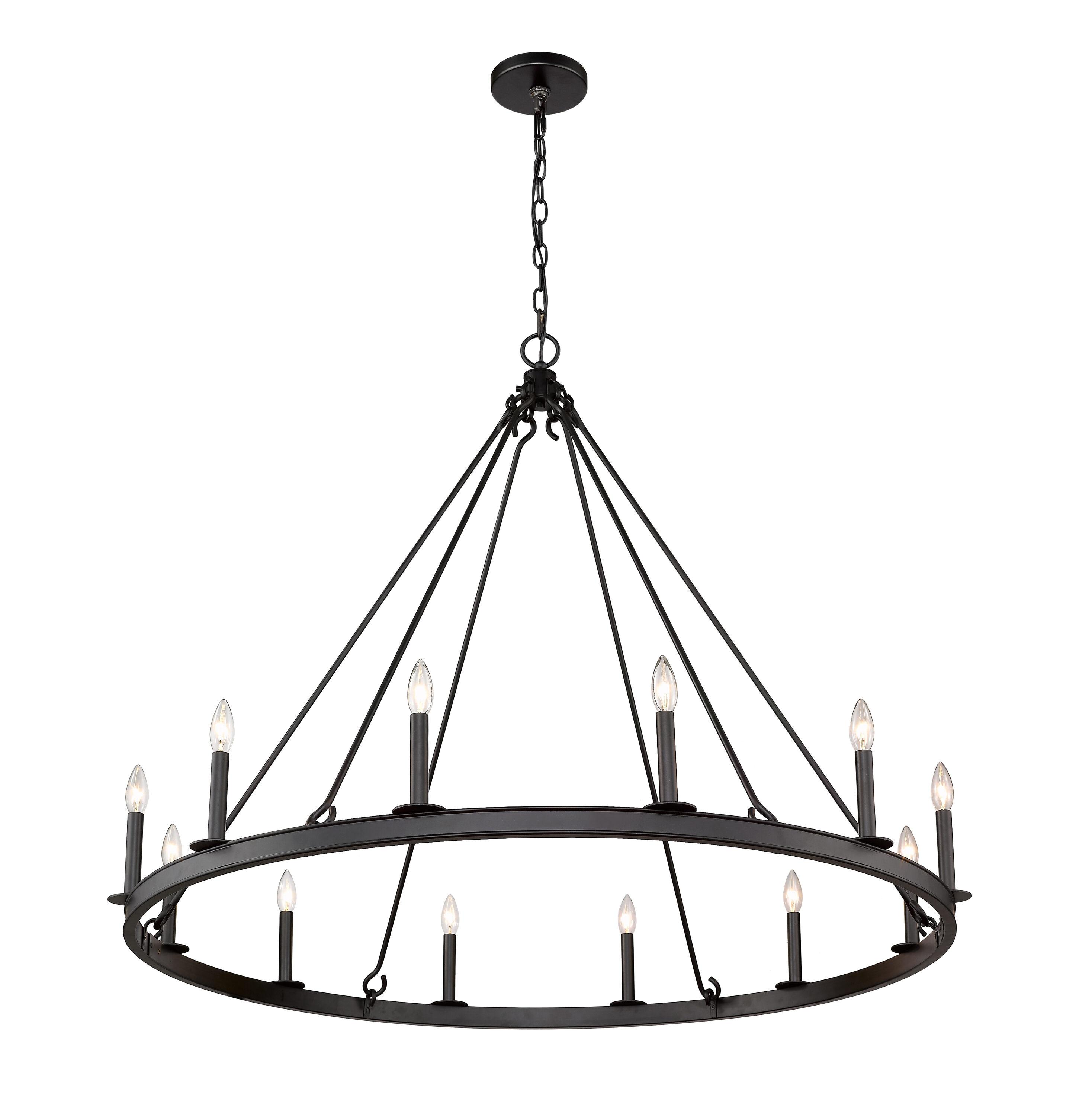 Matte Black 12-Light Candle-Inspired Chandelier