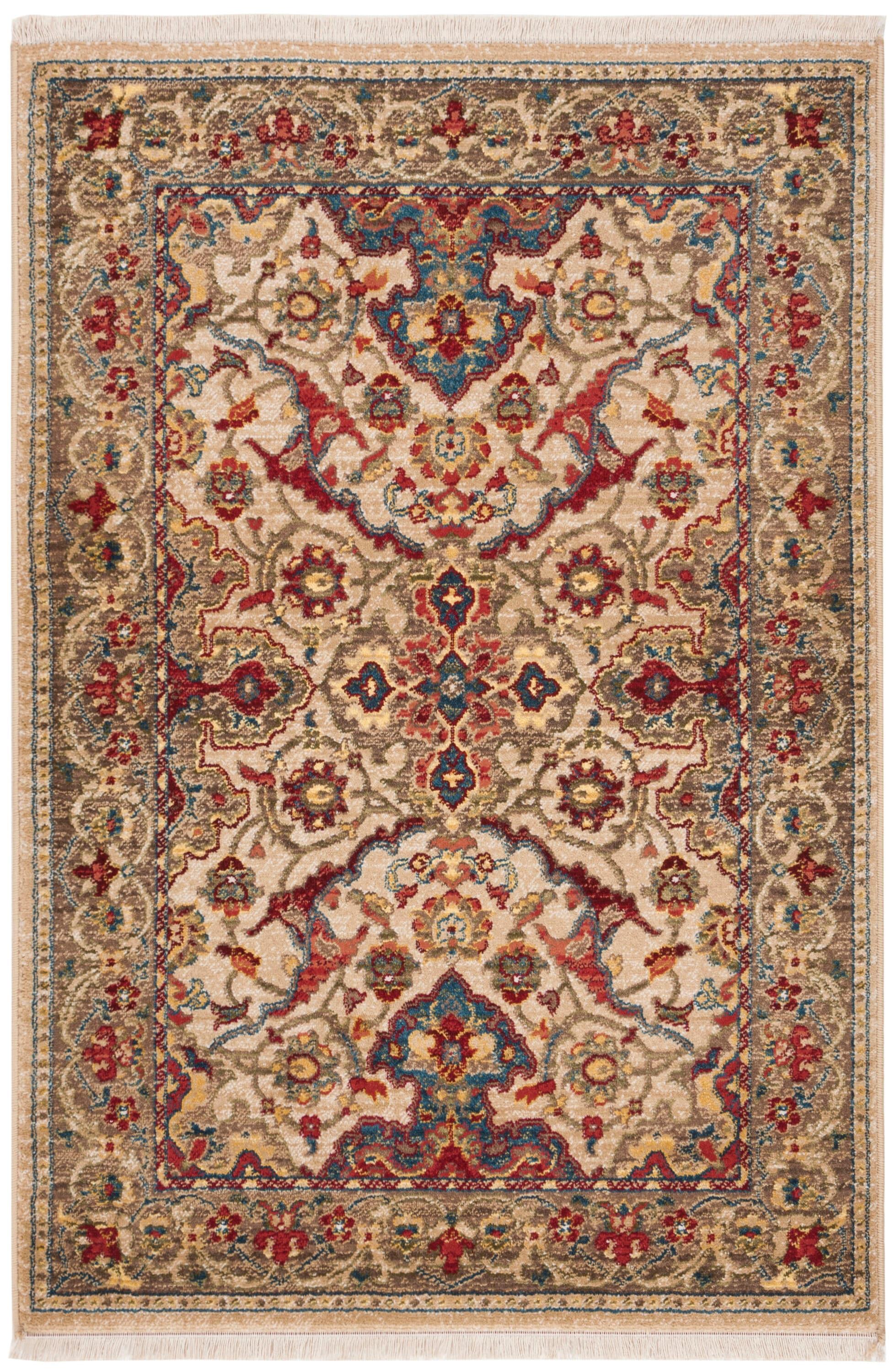 Kashan KSN307 Power Loomed Accent Rug - Ivory/Taupe - 3'3"x4'10" - Safavieh