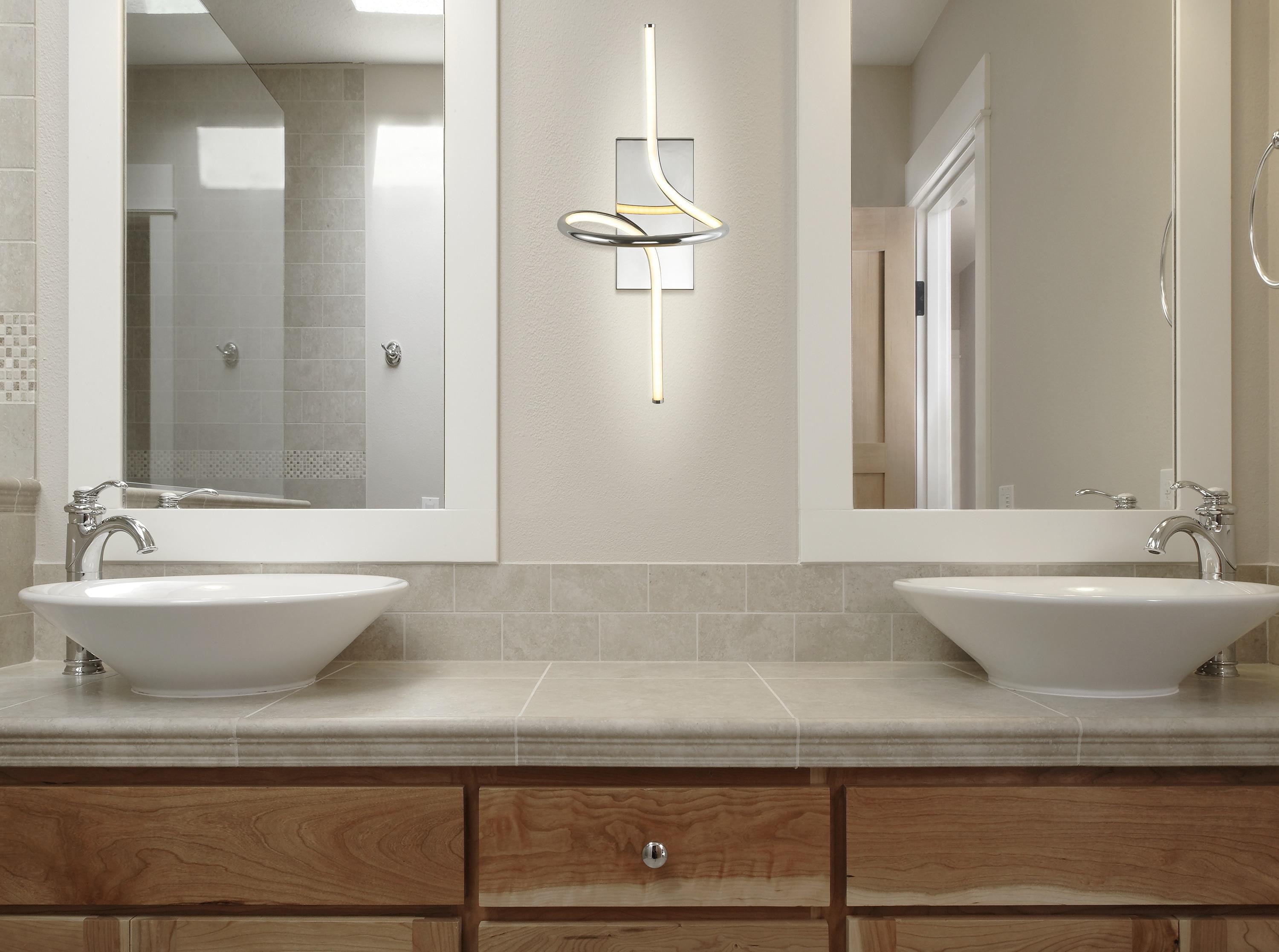 Sketch 9 in. Chrome Minimalist Metal Integrated LED Vanity Light Sconce
